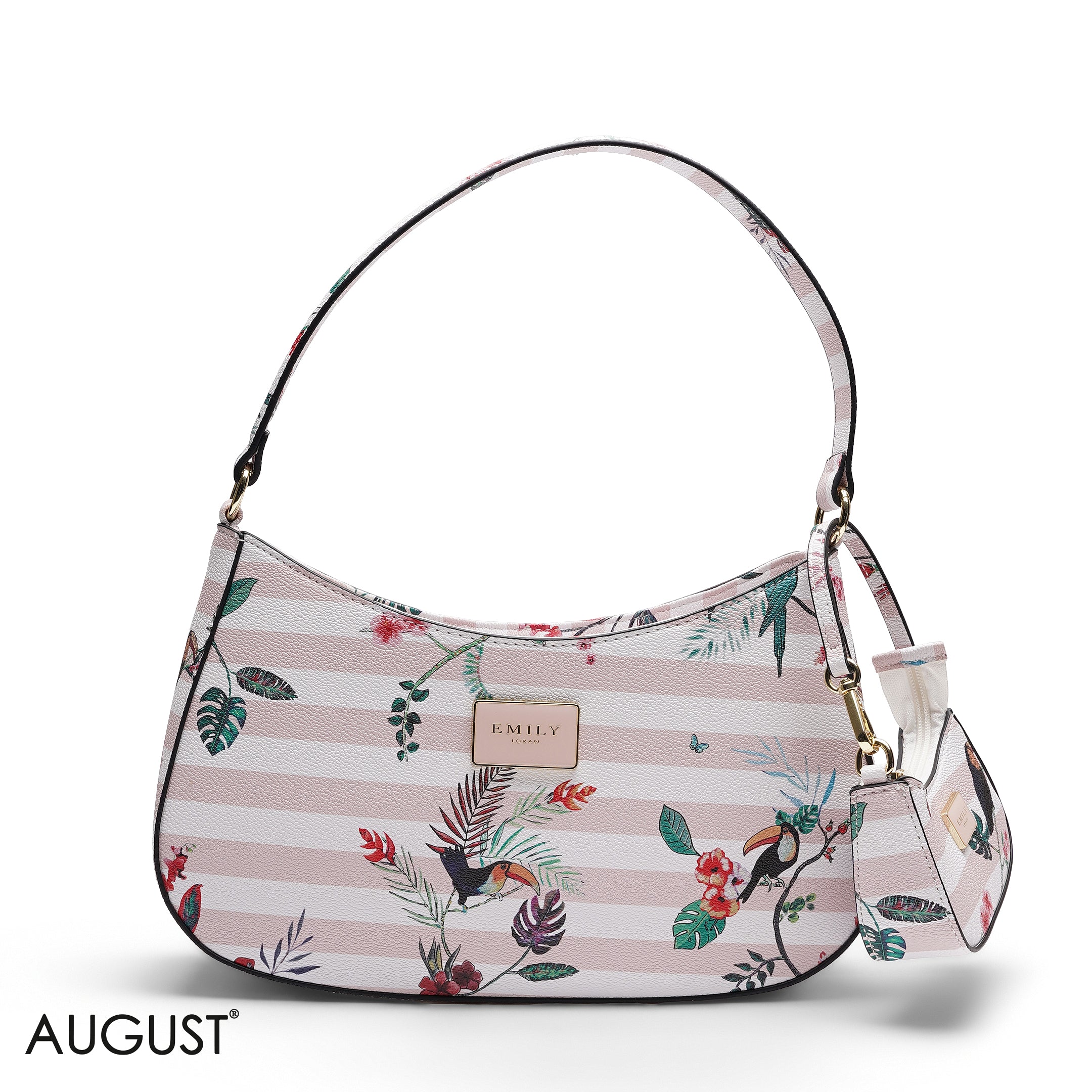 PINL FLORAL SHOULDER HOBO BAG WITH MINI BAG