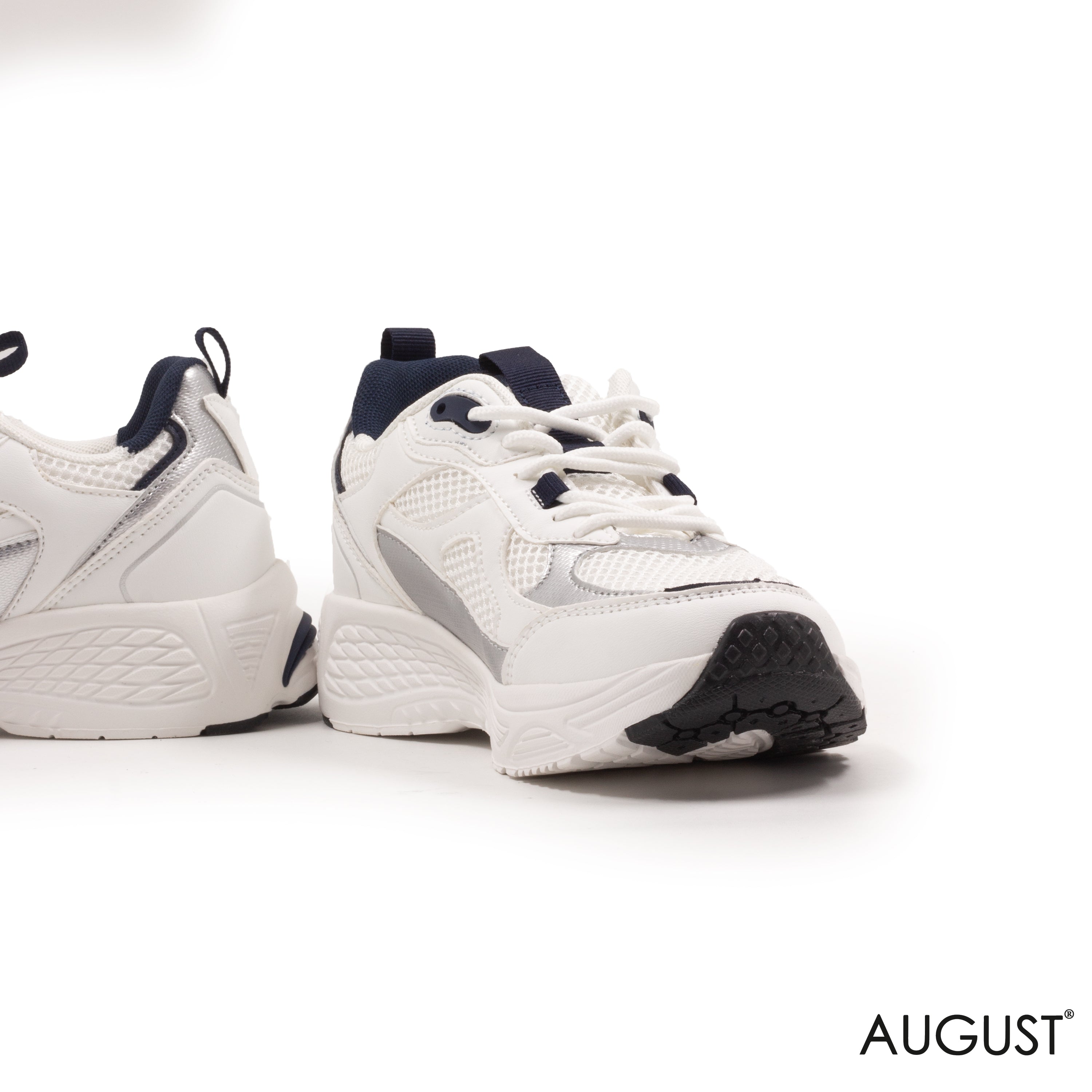 CHUNKY LEATHER SNEAKERS WITH FABRIC DETAIL