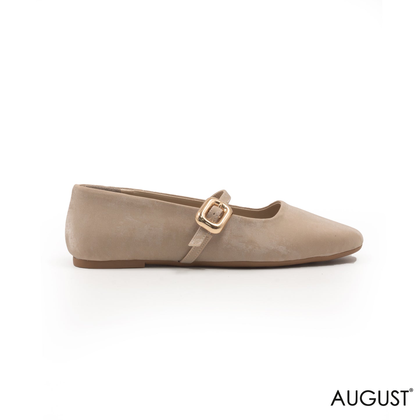 SOFT BEIGE SUEDE BALLERINA WITH BUCKLE