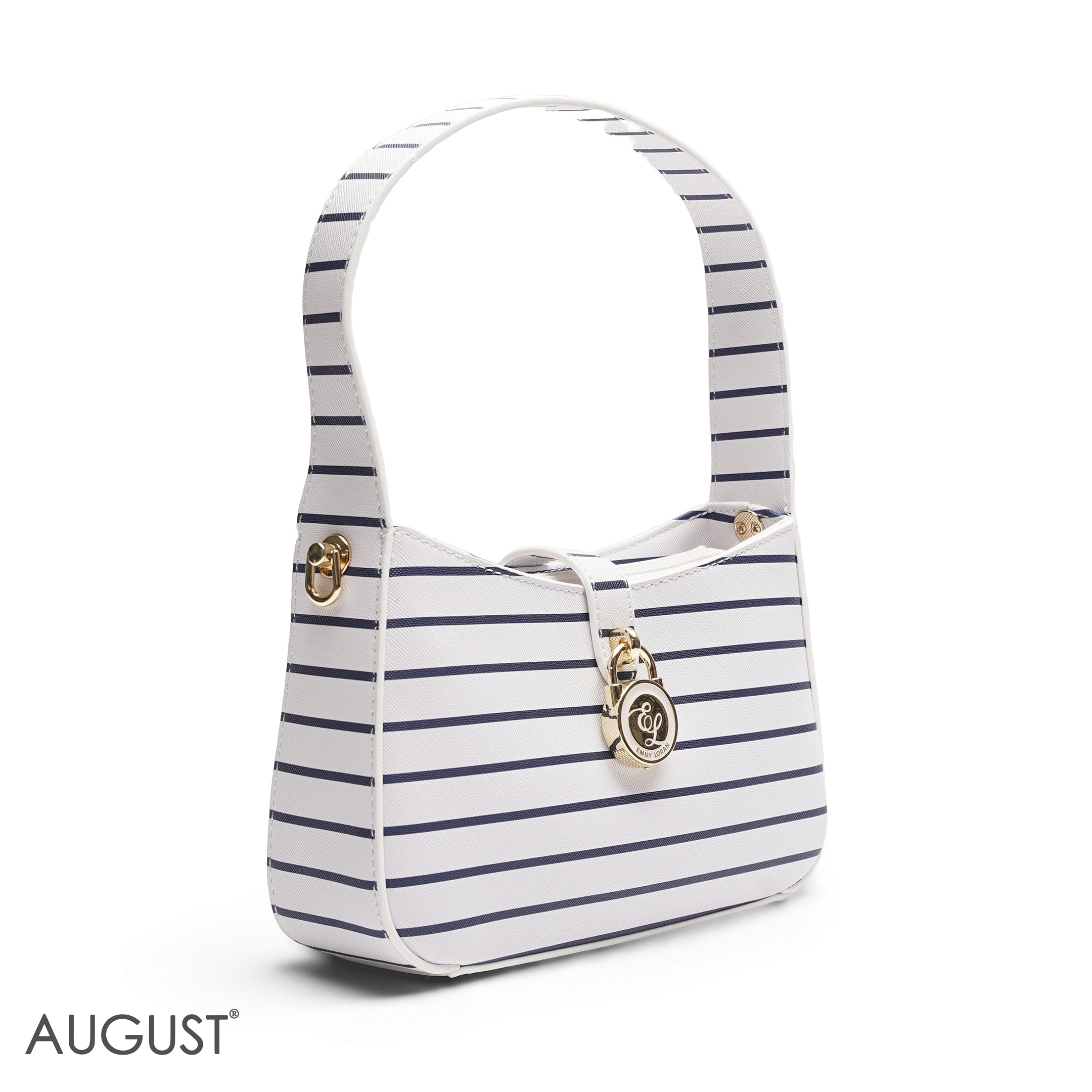 NAVY & WHITE STRIPED BAGUETTE BAG