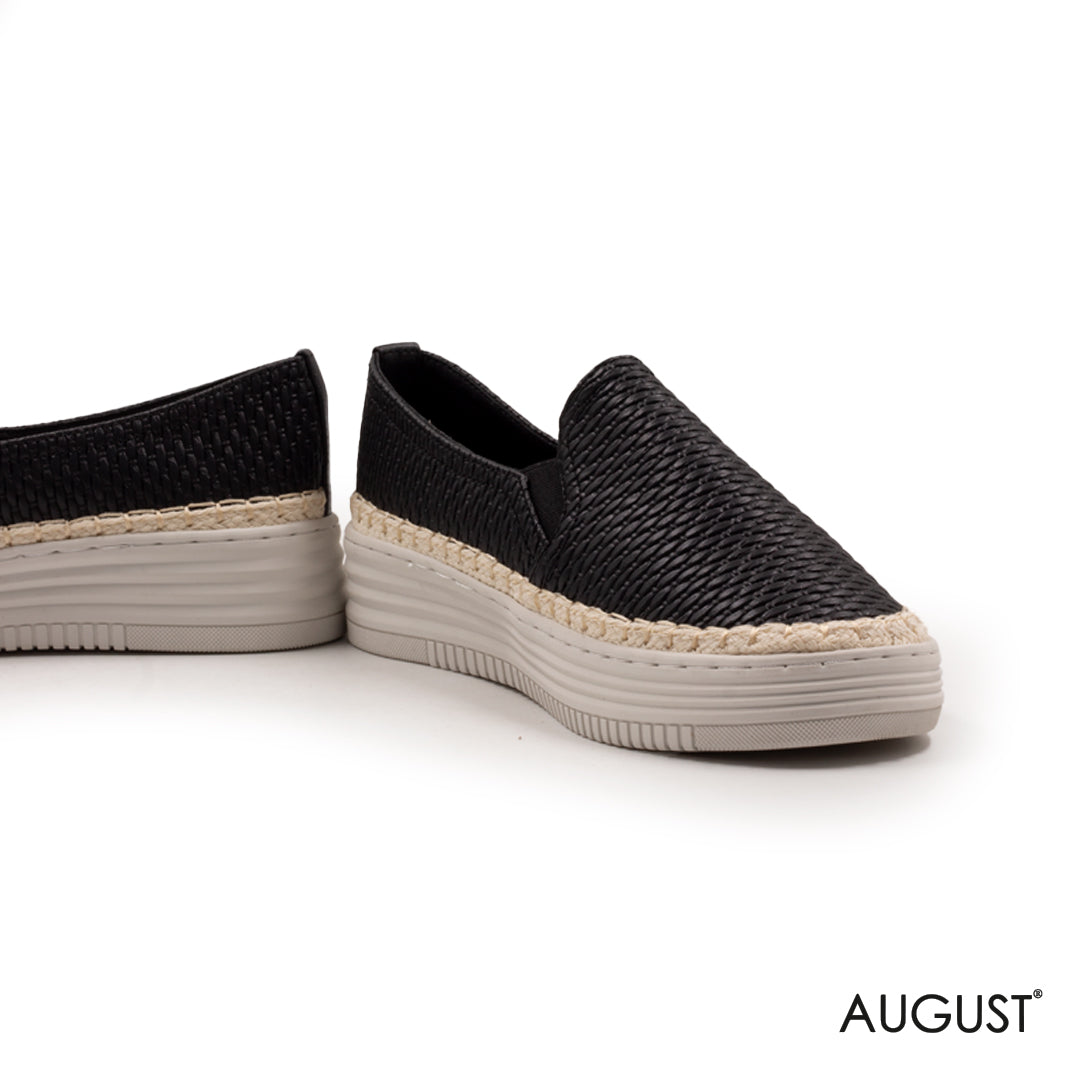 STRAW LEATHER COMFY FLATS