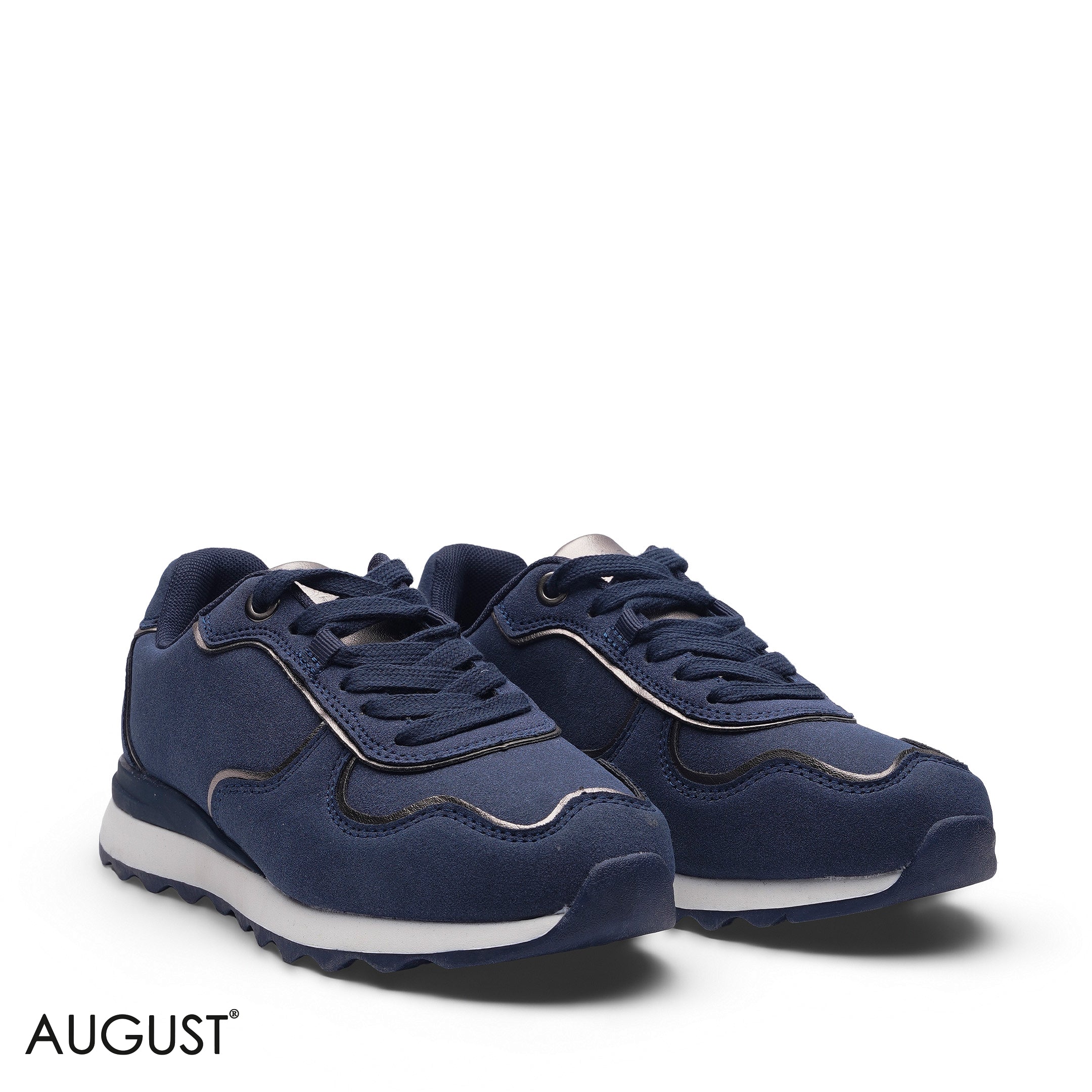 ELEGANT NAVY BLUE SUEDE METALLIC SNEAKER