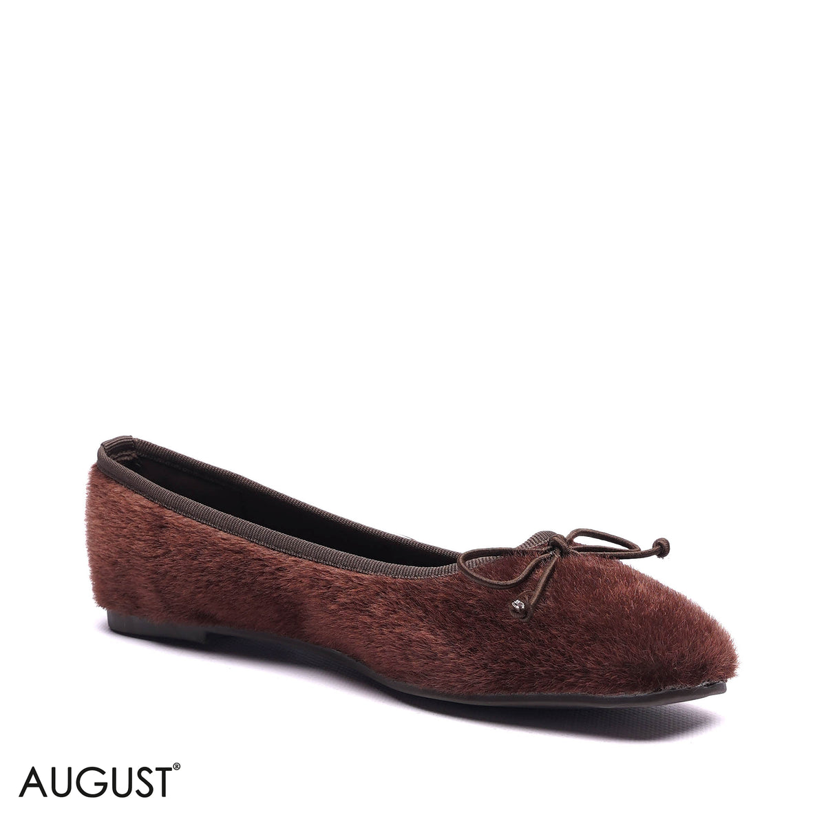 FAUX FUR BOW BALLET FLATS
