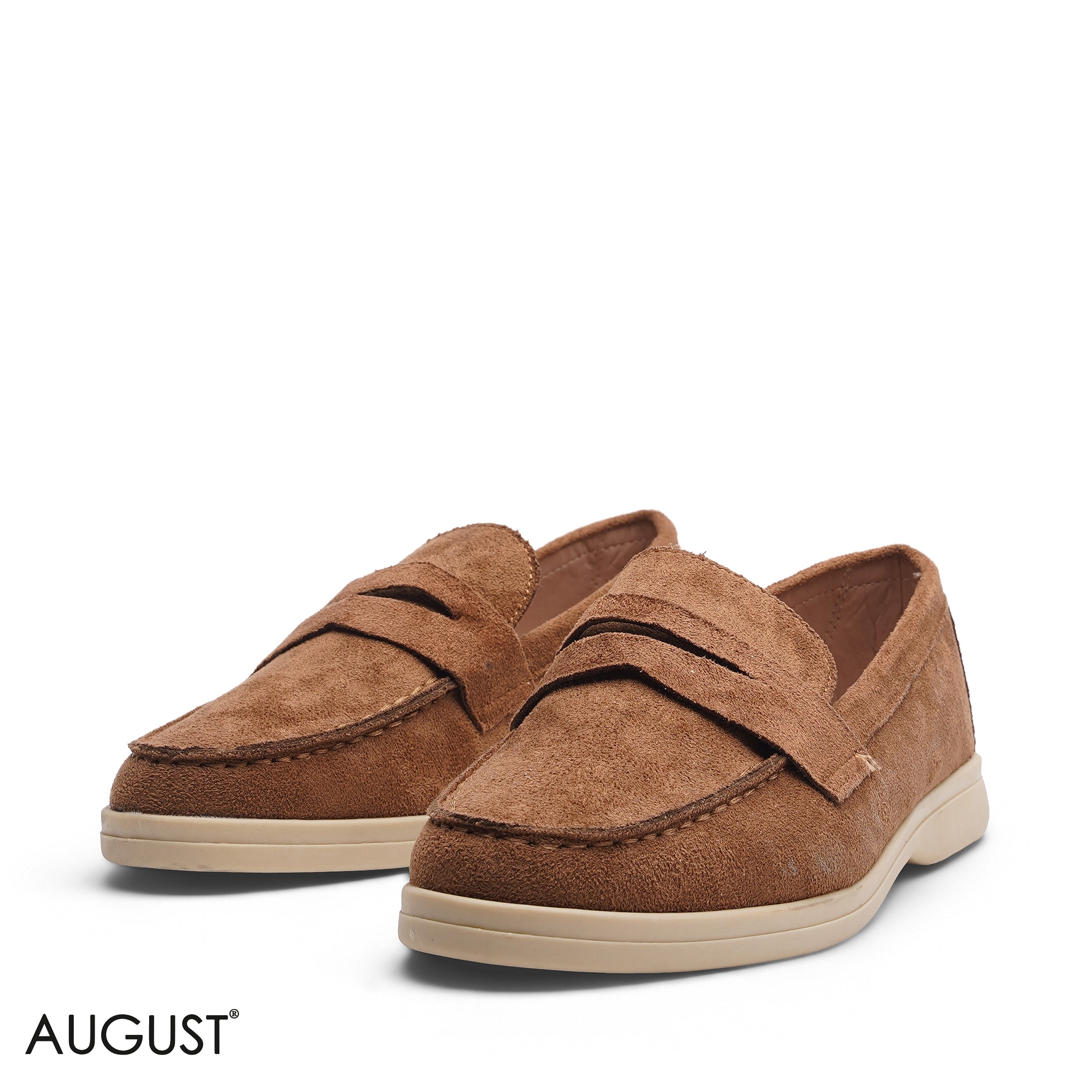 KHAKI SUEDE LEATHER PENNY LOAFERS