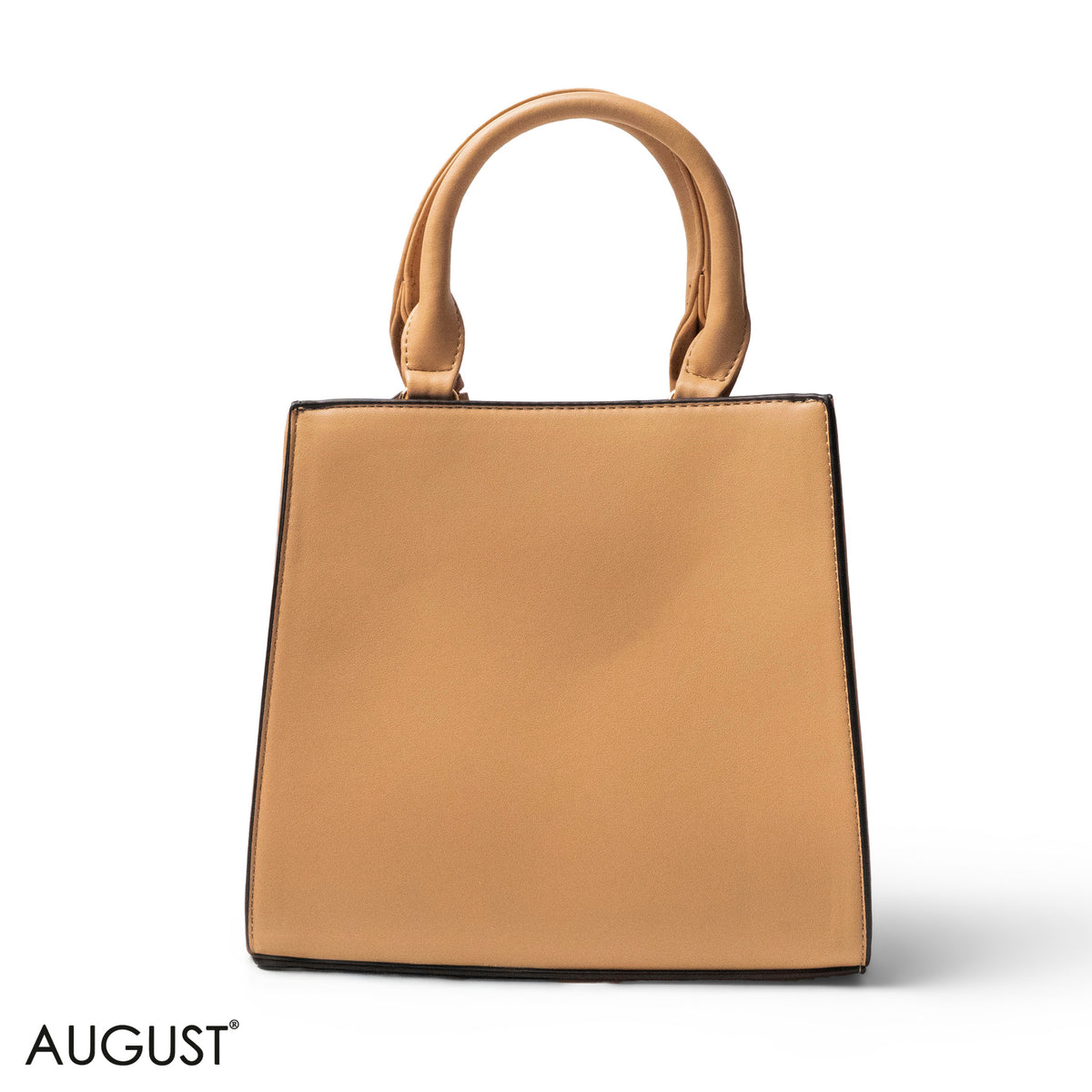 BEIGE LEATHER HANDBAG WITH MINI FLAP -SMALL