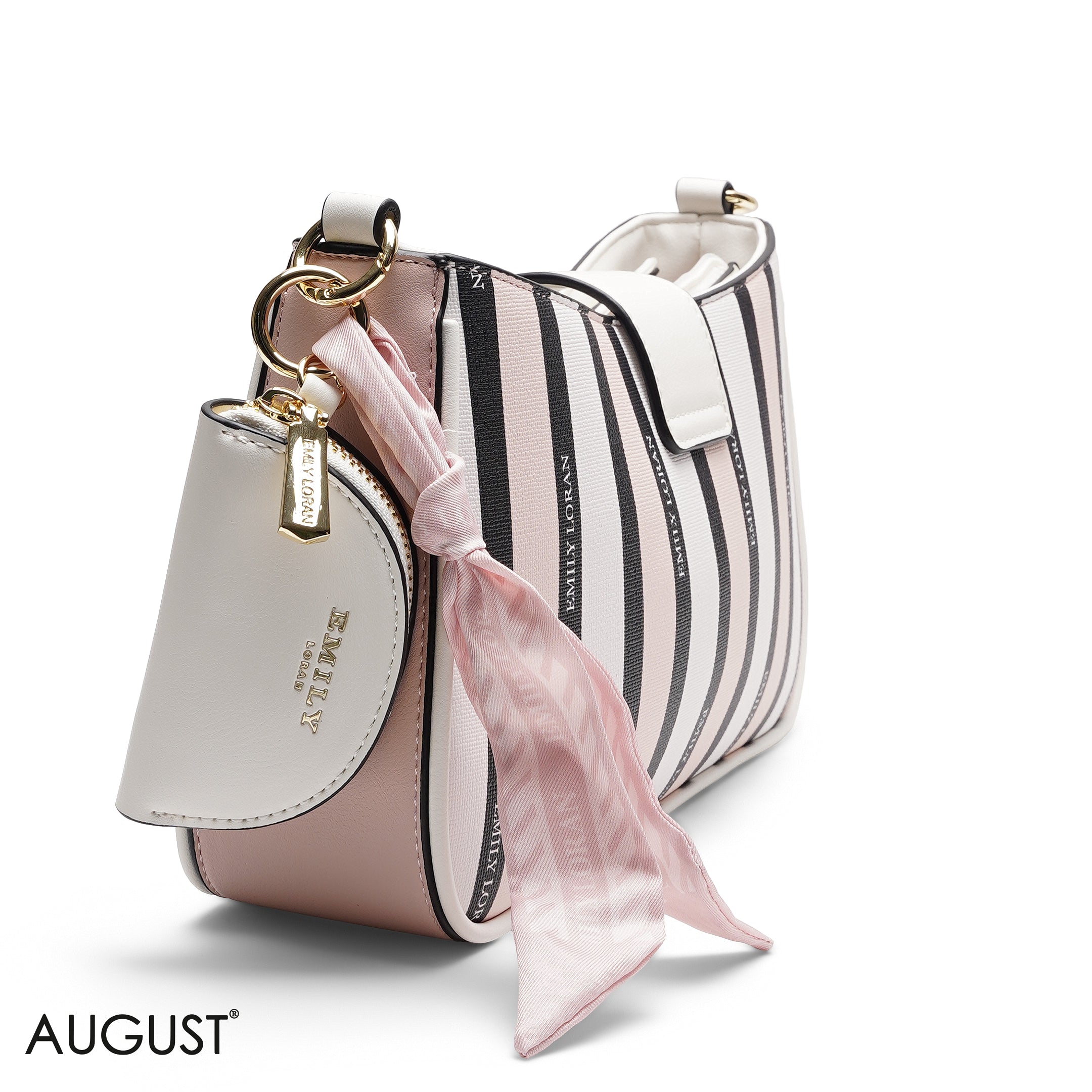 TEXTURED SHOULDER BAG WITH POUCH AND SCARF