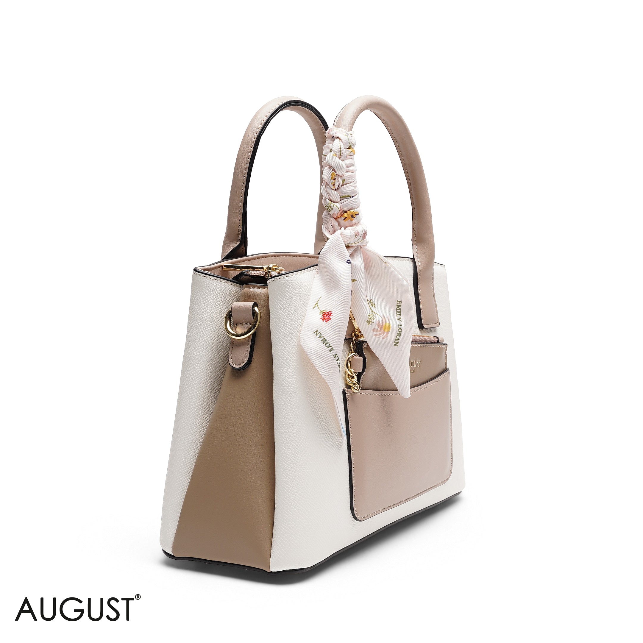 CHIC SATCHEL WITH POUCH AND SIGNATURE SCARF BAG