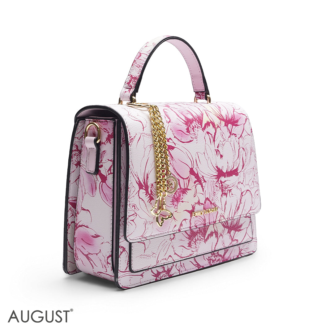 PINK FLORAL SATCHEL BAG