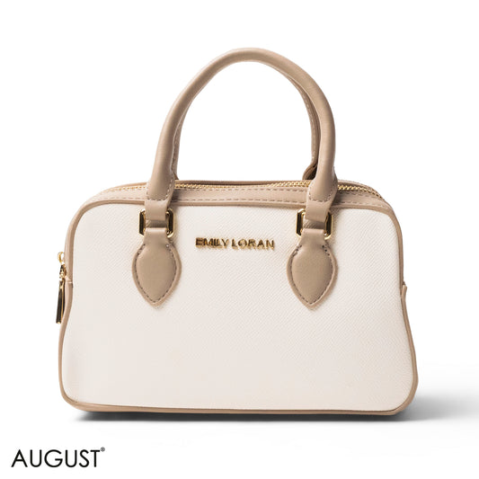 LEATHER HANDBAG WITH MINI WALLET WHITE -SMALL