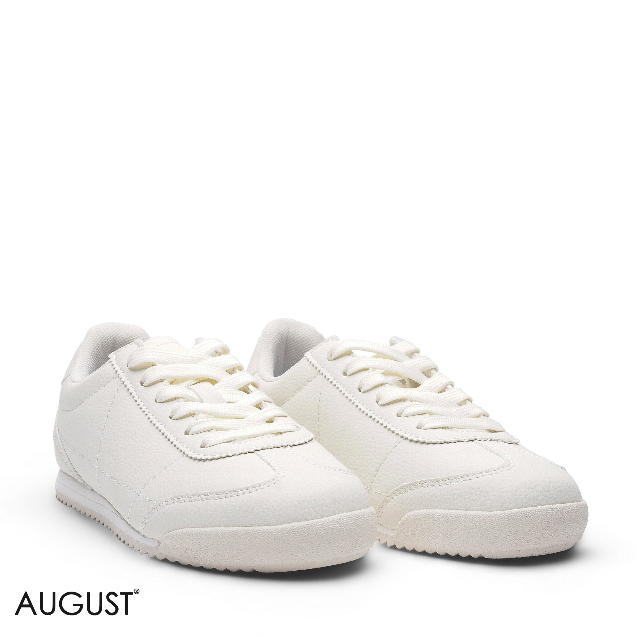 ELEGANT CLASSIC WHITE GRAINED LEATHER SNEAKER