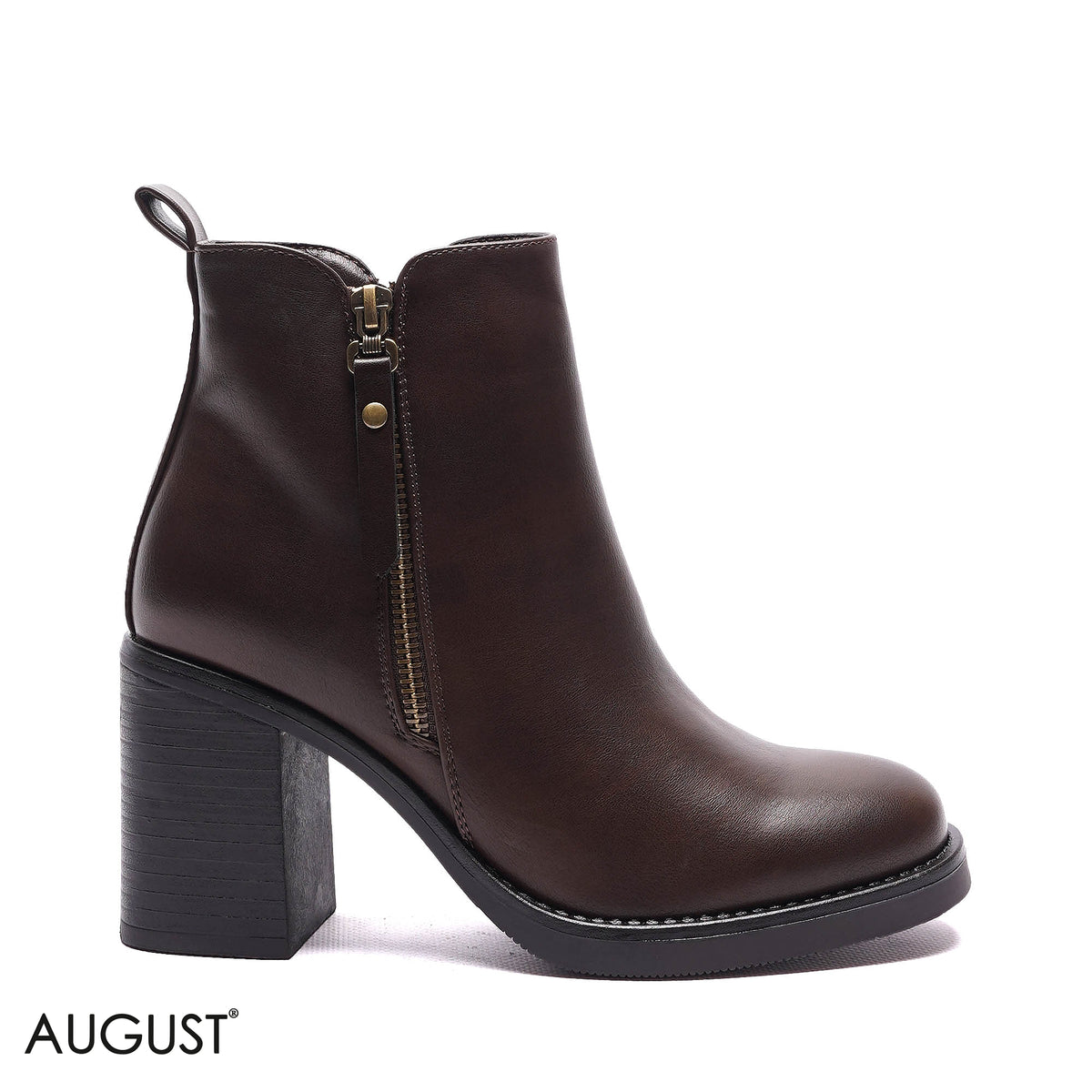 SIDE-ZIP HIGH BLOCK HEEL BOOTS