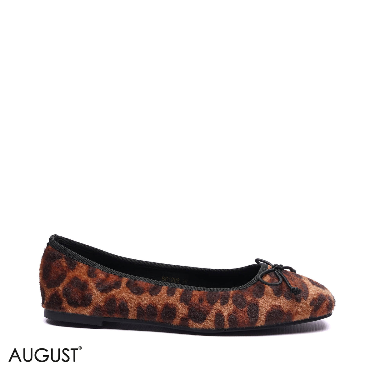 PRINT FAUX FUR BOW BALLET FLATS