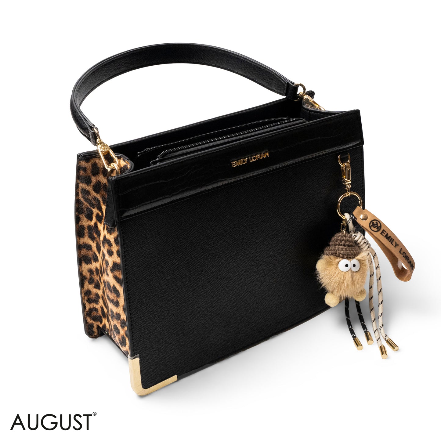 MATTE SMOOTH LEATHER HANDBAG WITH ACCESSORIES -LARGE