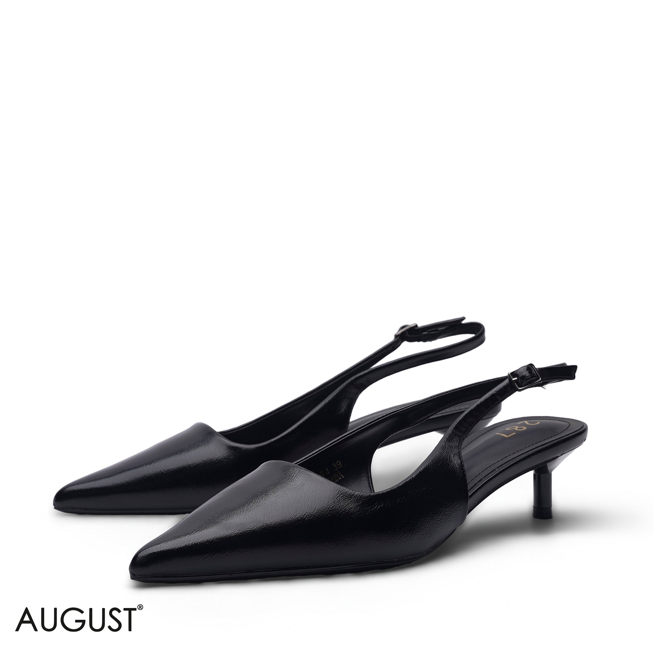 BLACK KITTEN HEEL SLINGBACK