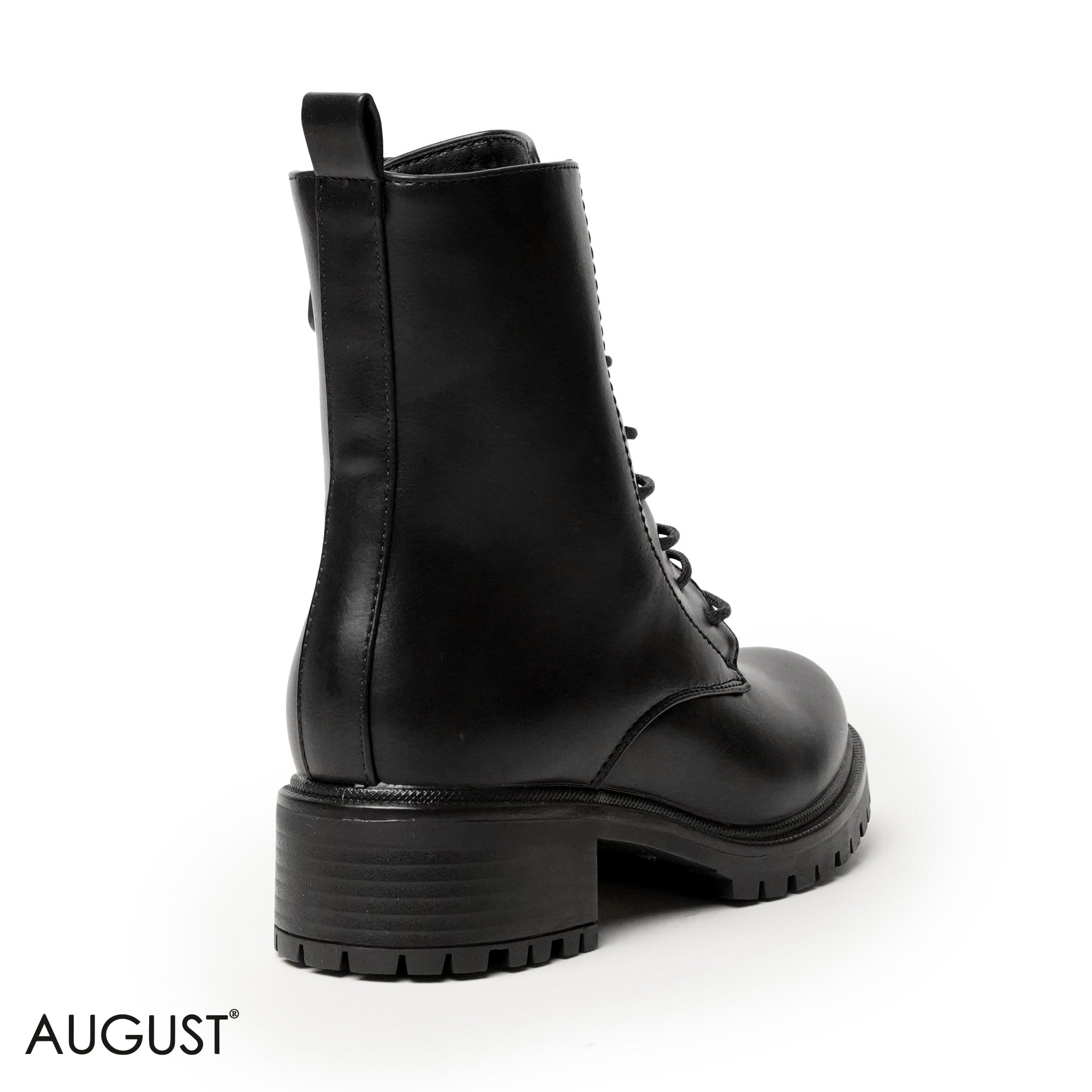 BLACK LEATHER ANKLE BOOTS WITH BOND