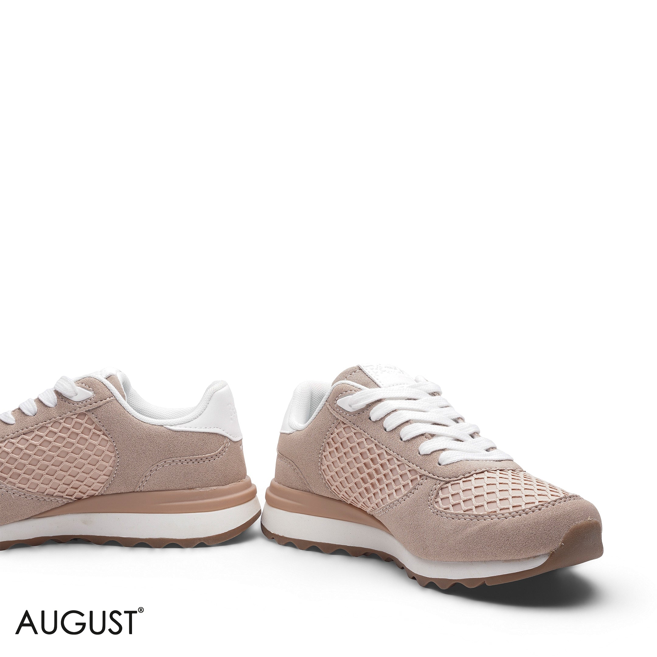 ELEGANT ROSE GOLD SUEDE MESH SNEAKER