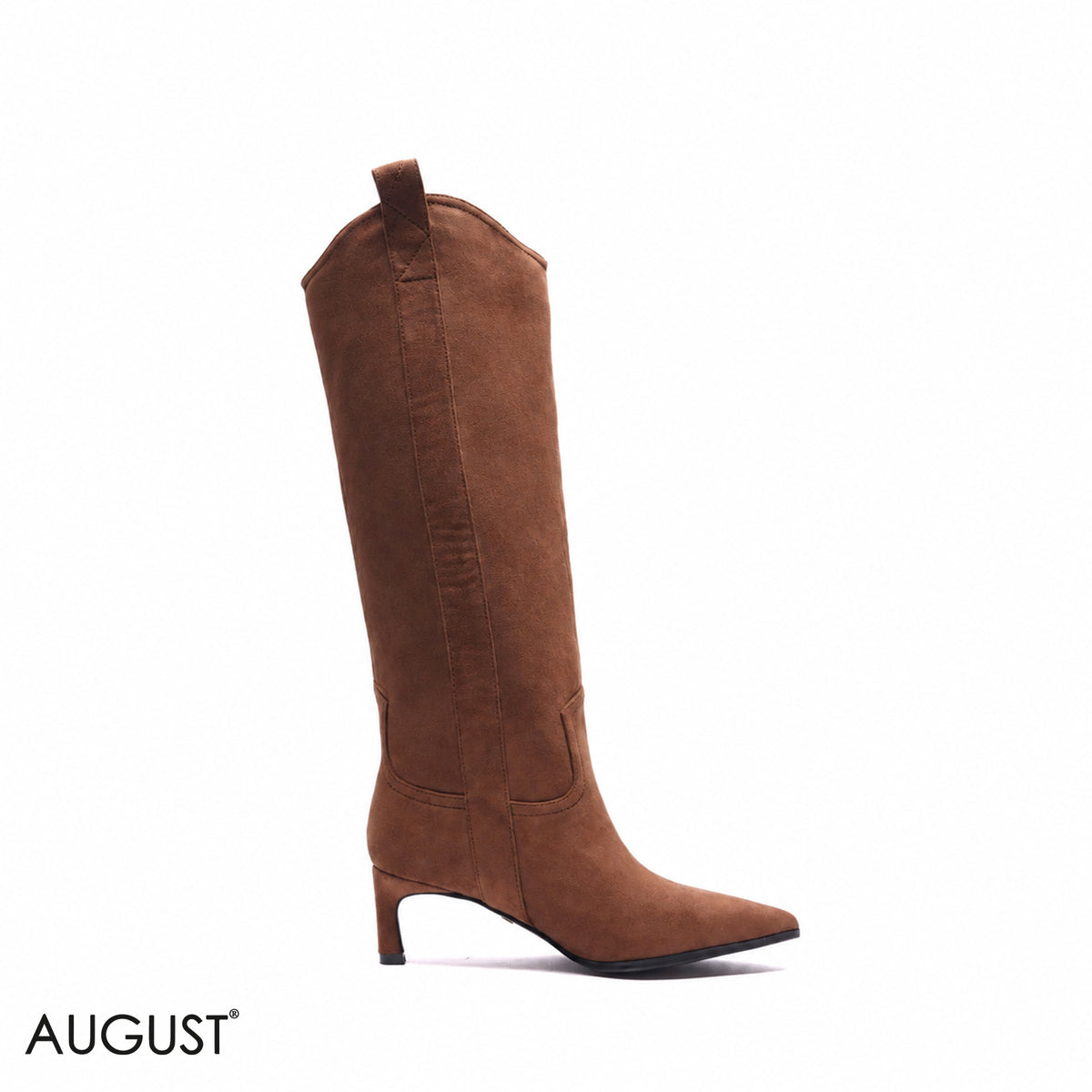 WESTERN KITTEN-HEEL SUEDE KNEE-HIGH BOOTS