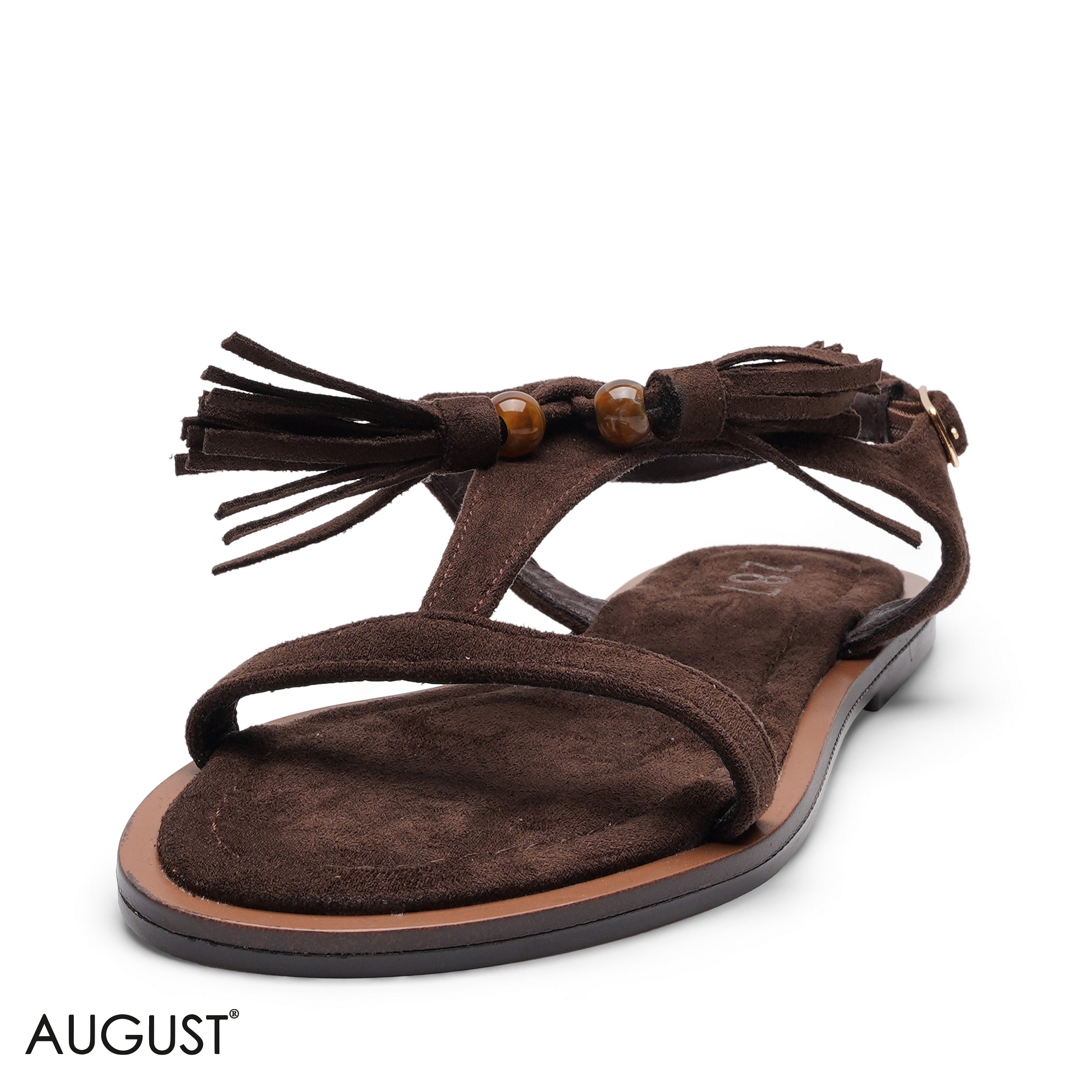 TASSEL SUEDE FLAT SANDALS