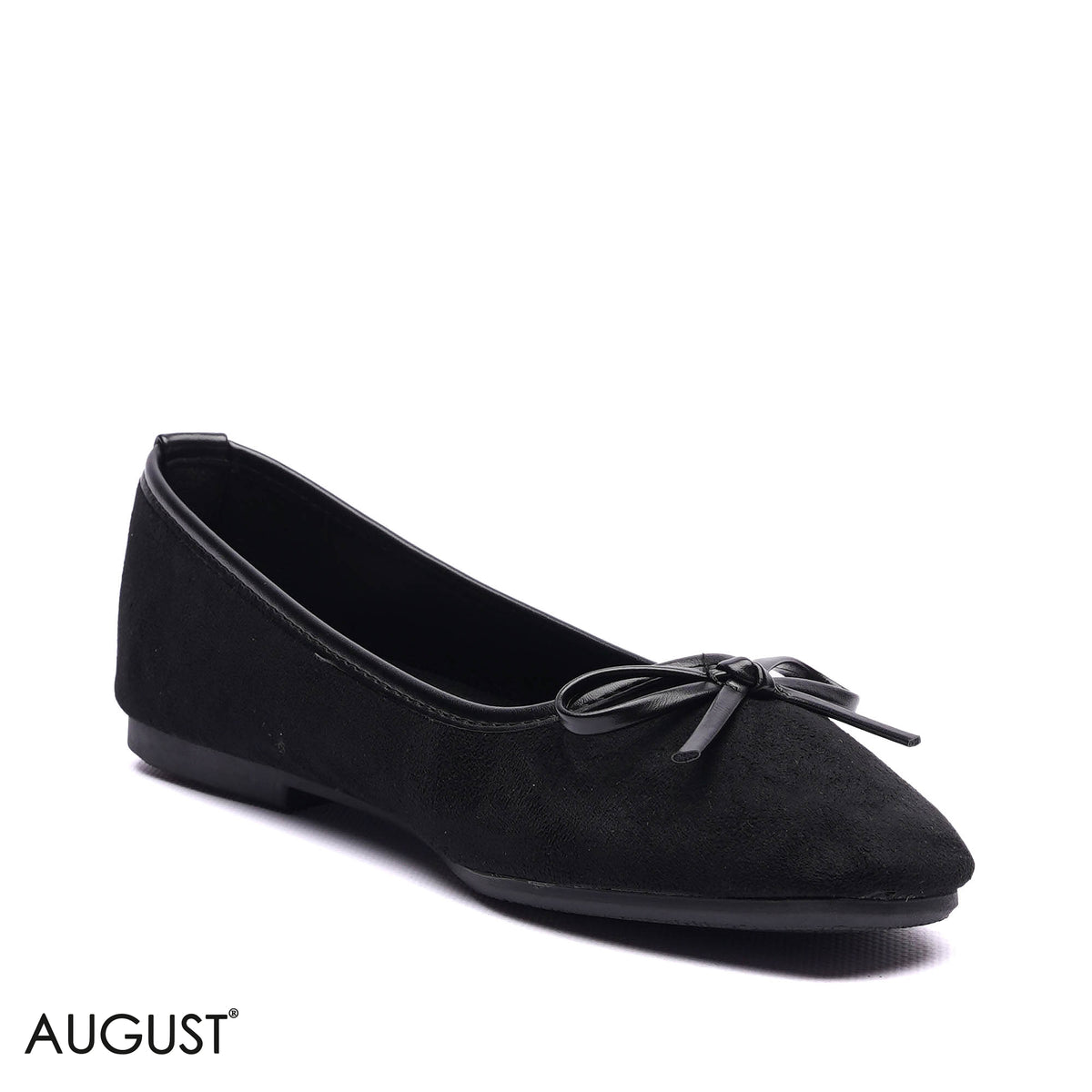 BOW DETAIL SUEDE BALLET FLATS