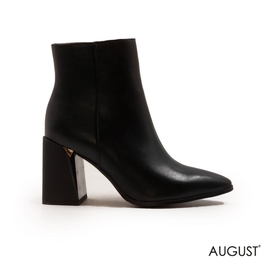 LEATHER HIGH-HEEL ANKLE BOOTS