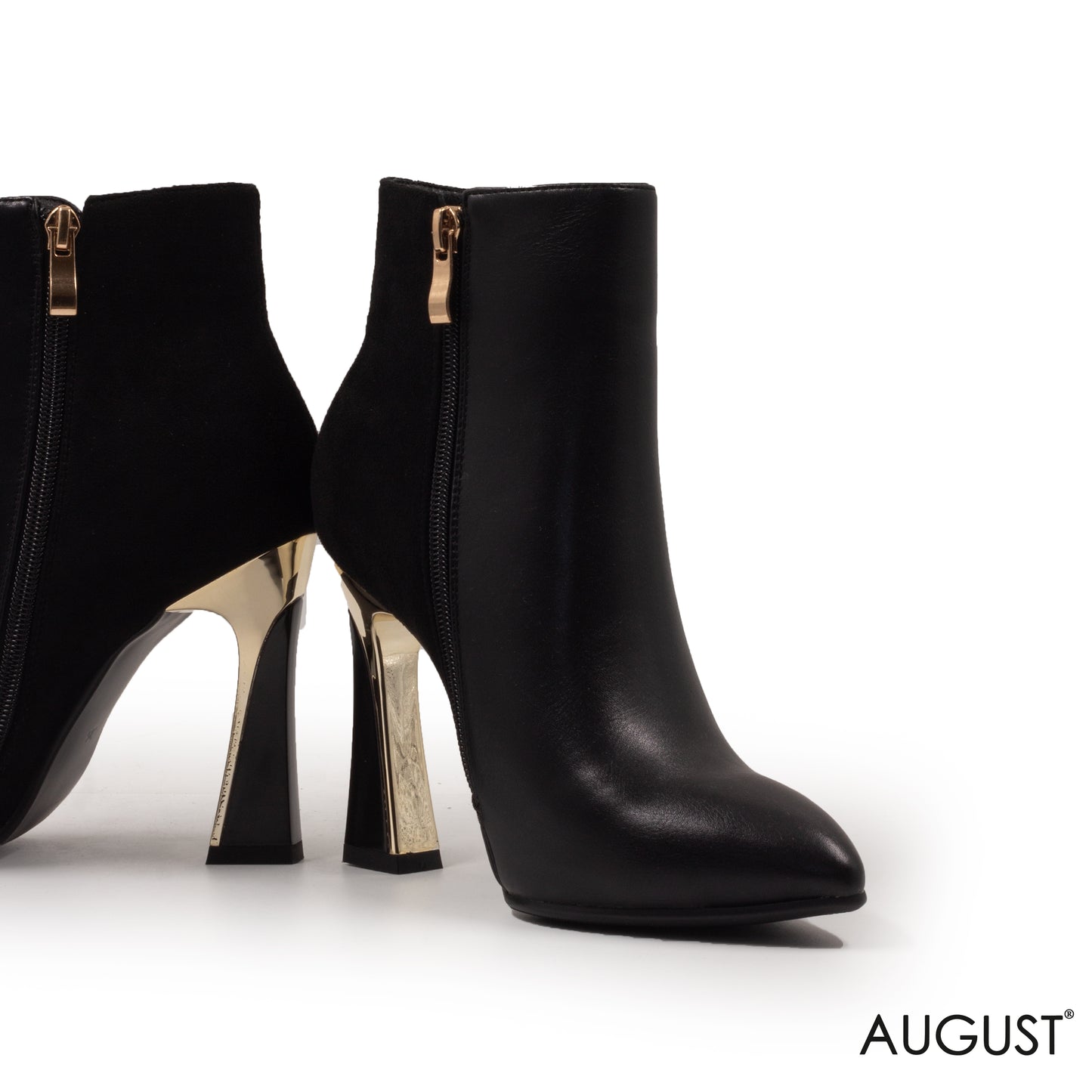 HIGH-HEEL LEATHER ANKLE BOOTS