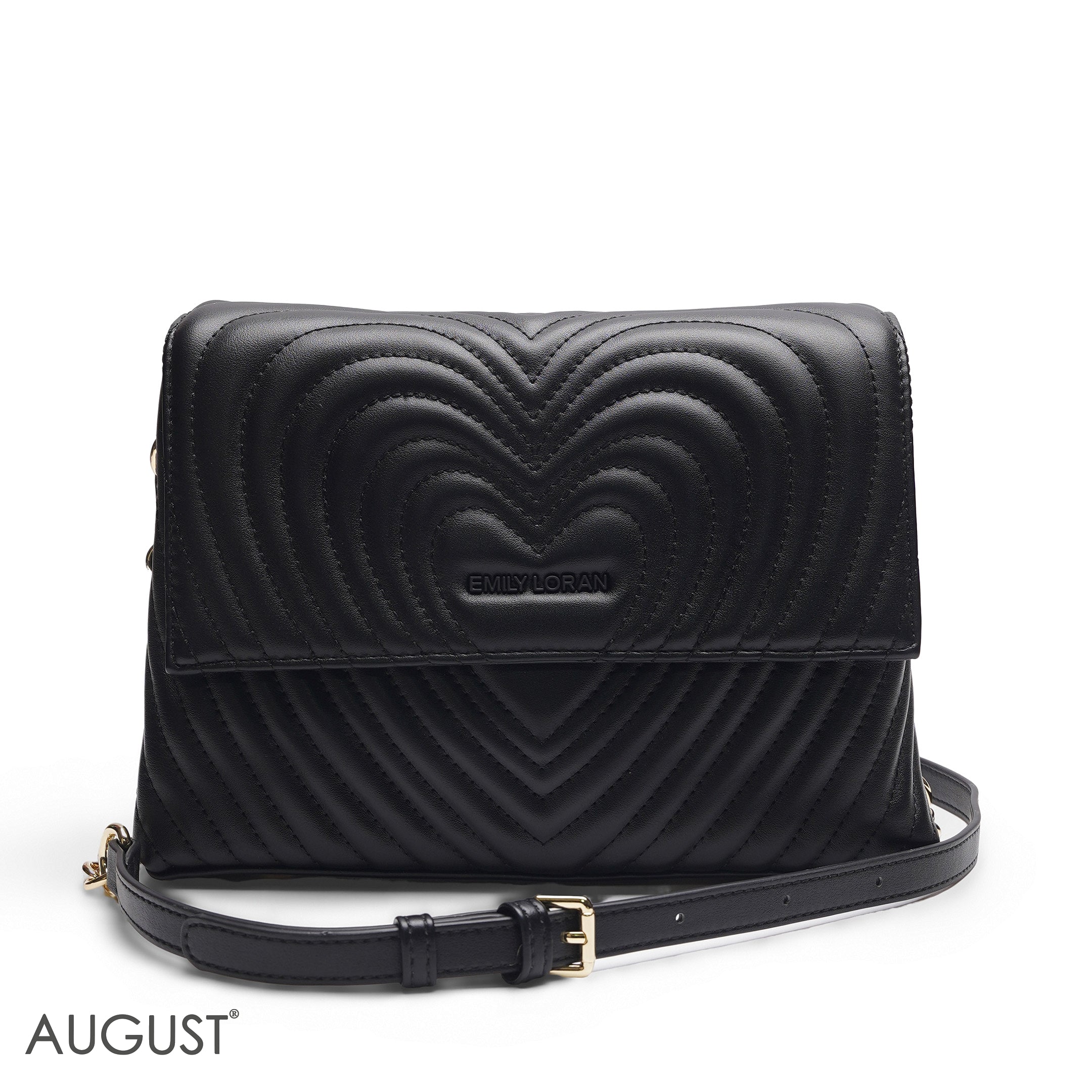 BLACK EMILY EMBOSSED LOGO TRAPEZE BAG - MED