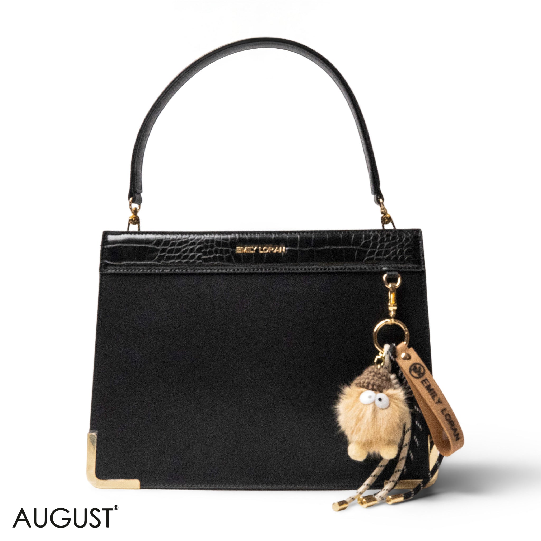 MATTE SMOOTH LEATHER HANDBAG WITH ACCESSORIES -LARGE