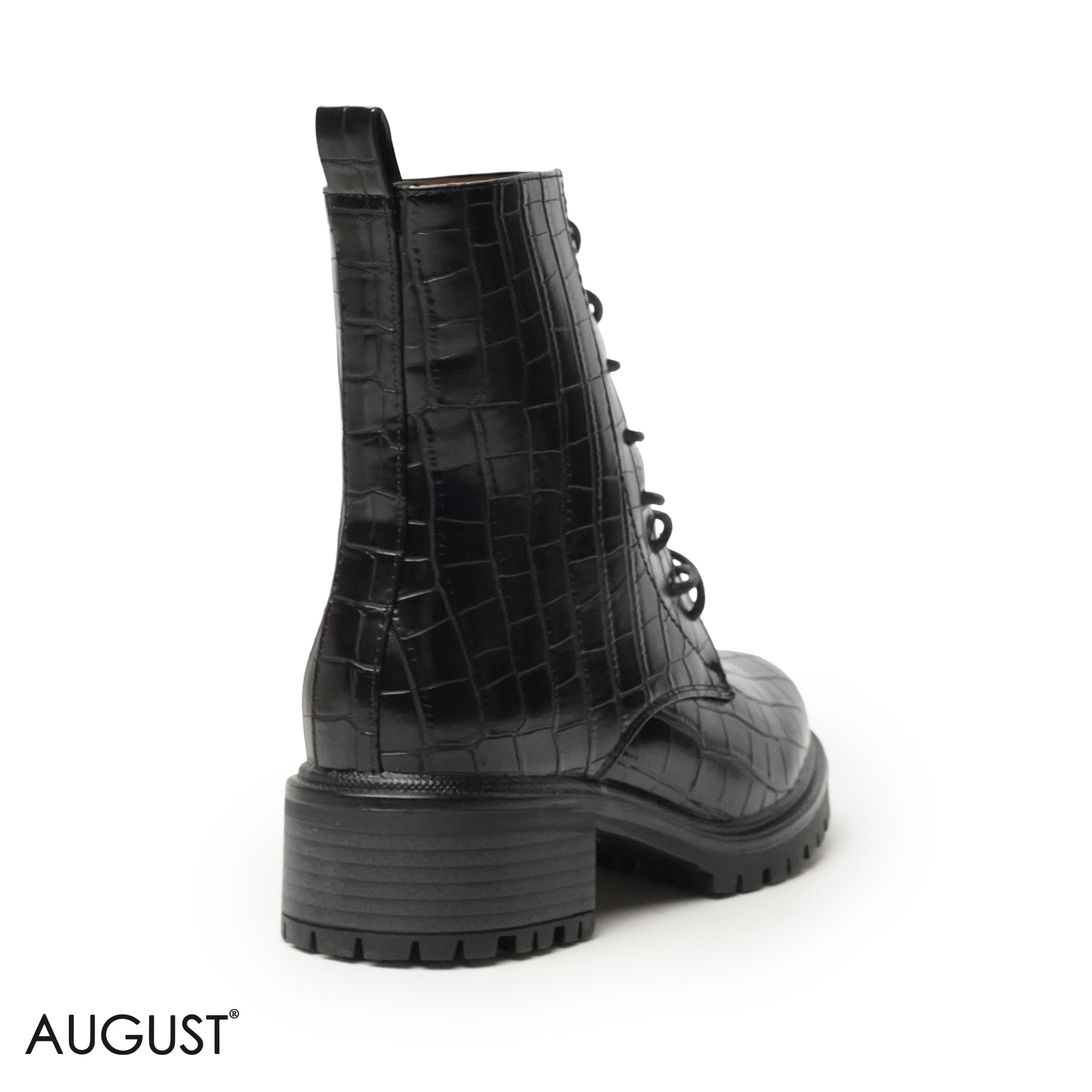 CROC LEATHER ANKLE BOOTS WITH BOND