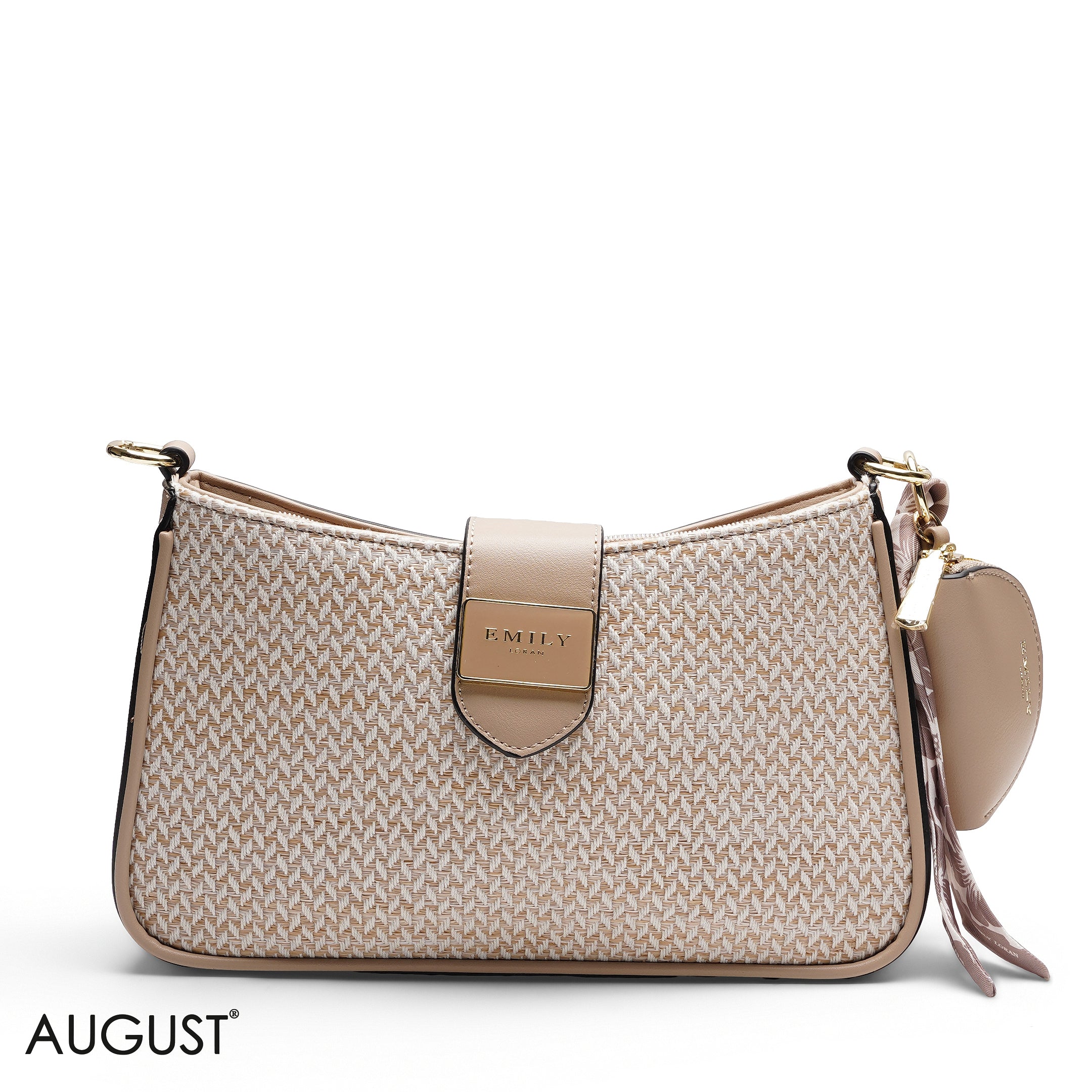 TEXTURED SHOULDER BAG WITH POUCH AND SCARF