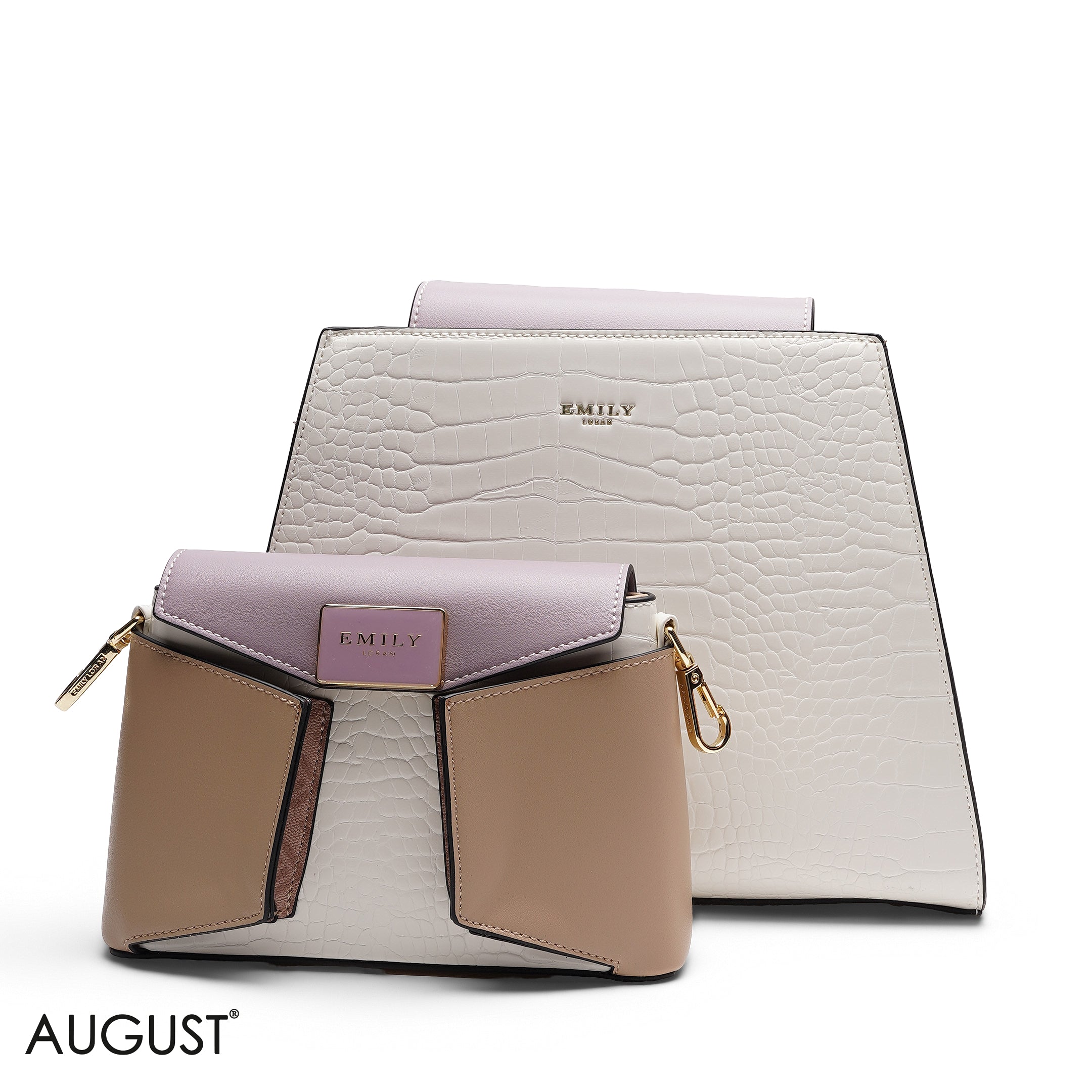 STRUCTURED LEATHER TOTE WITH DETACHABLE POUCH