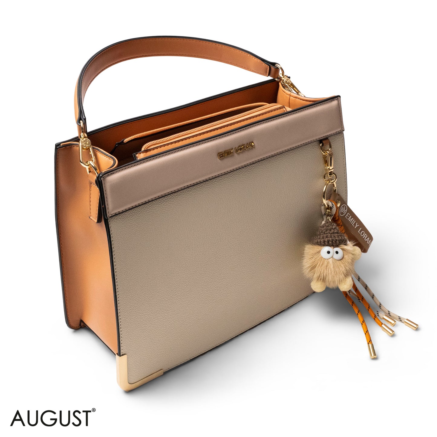 MATTE SMOOTH LEATHER HANDBAG WITH ACCESSORIES -LARGE