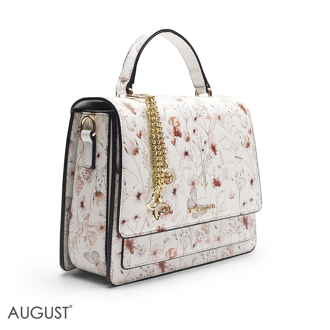 WHITE FLORAL SATCHEL BAG