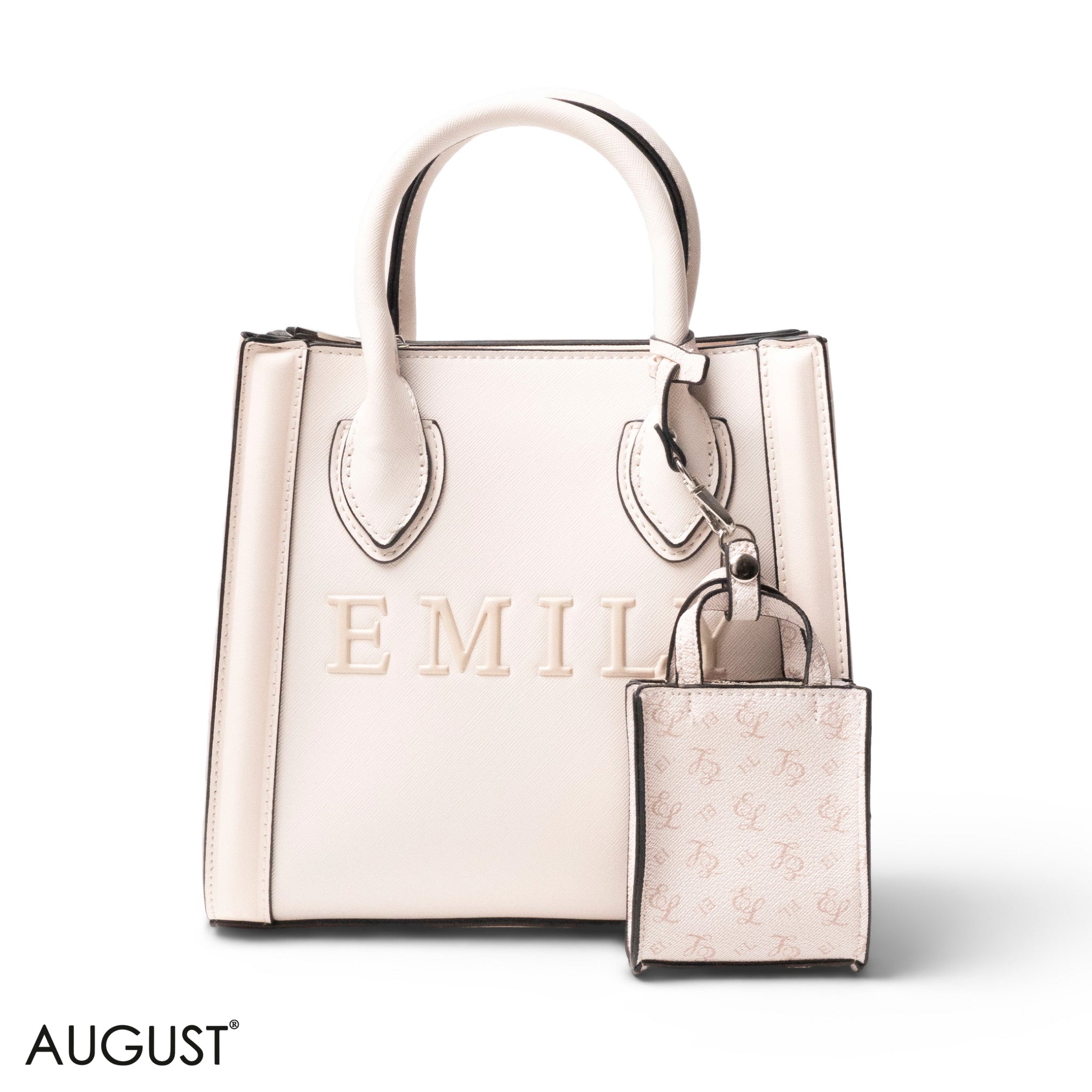 EMILY LOGO EMBOSSED LEATHER HANDBAG WITH MINI WALLET- SMALL