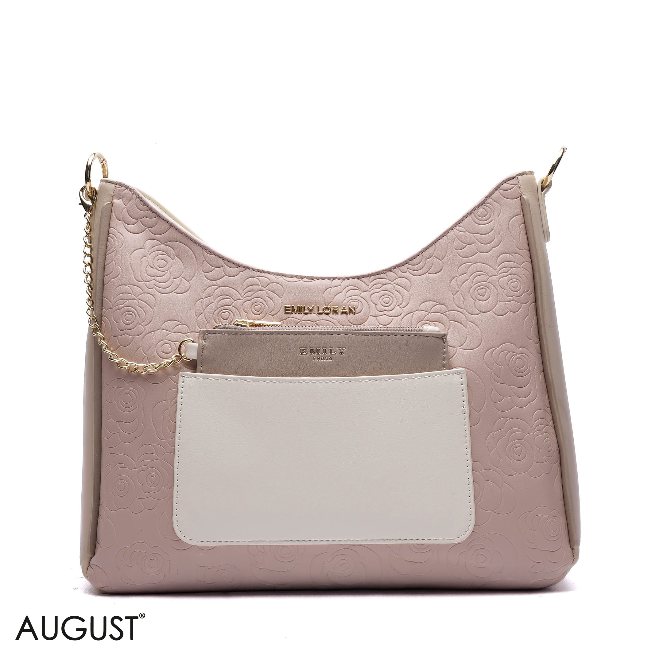 EMBOSSED ROSE SHOULDER BAG SET