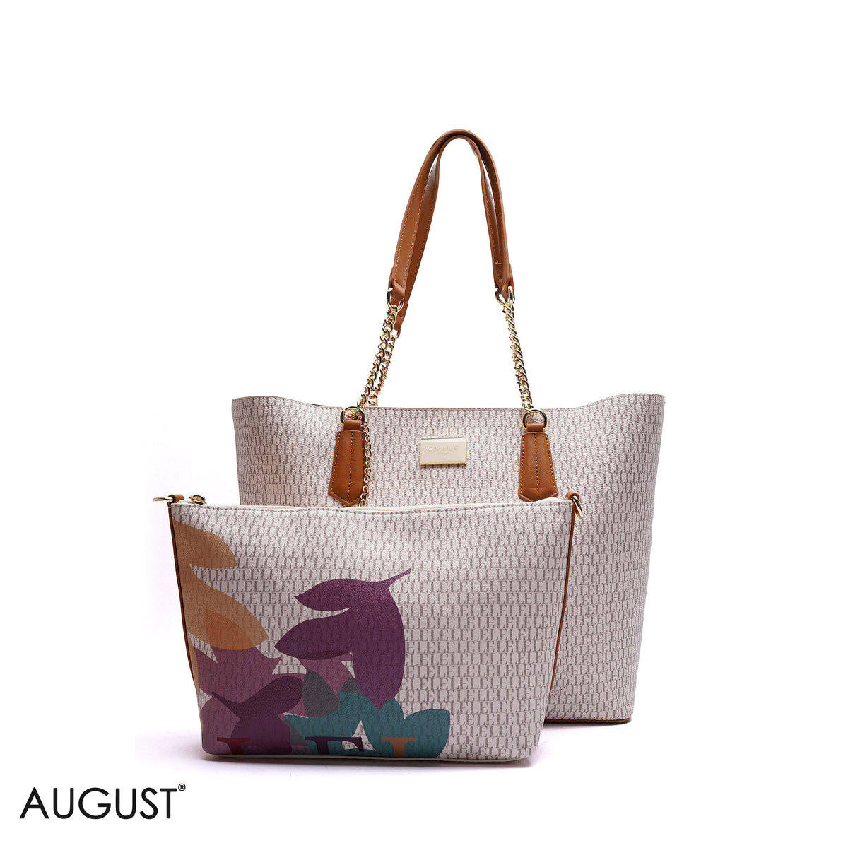 MONOGRAM SHOULDER BAG WITH PRINTED POUCH