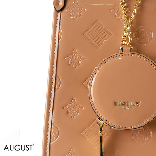 CLASSIC GLOSSY LEATHER PATTERNED HANDBAG - LARGE