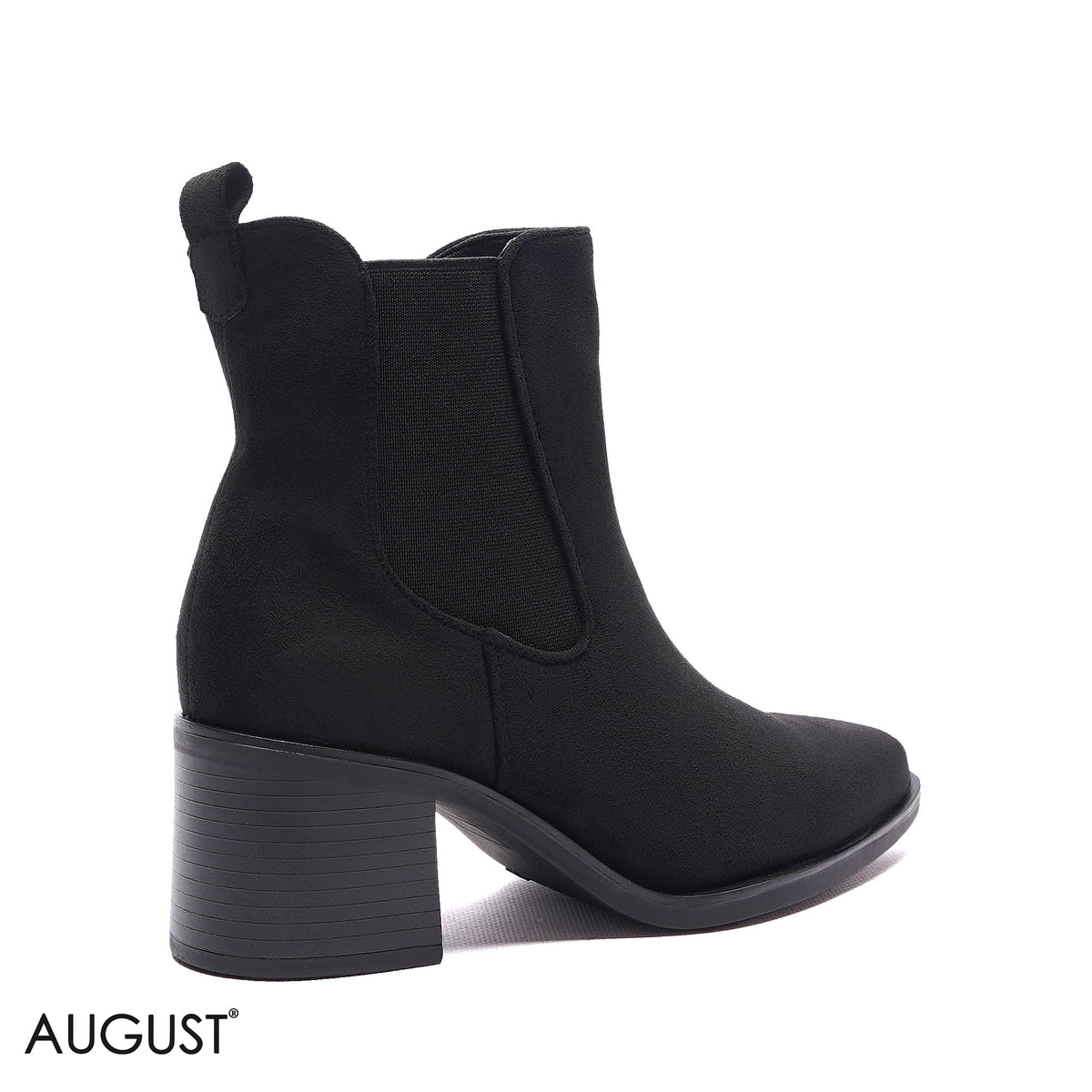 SUEDE GORE-PANEL BLOCK HEEL BOOTS