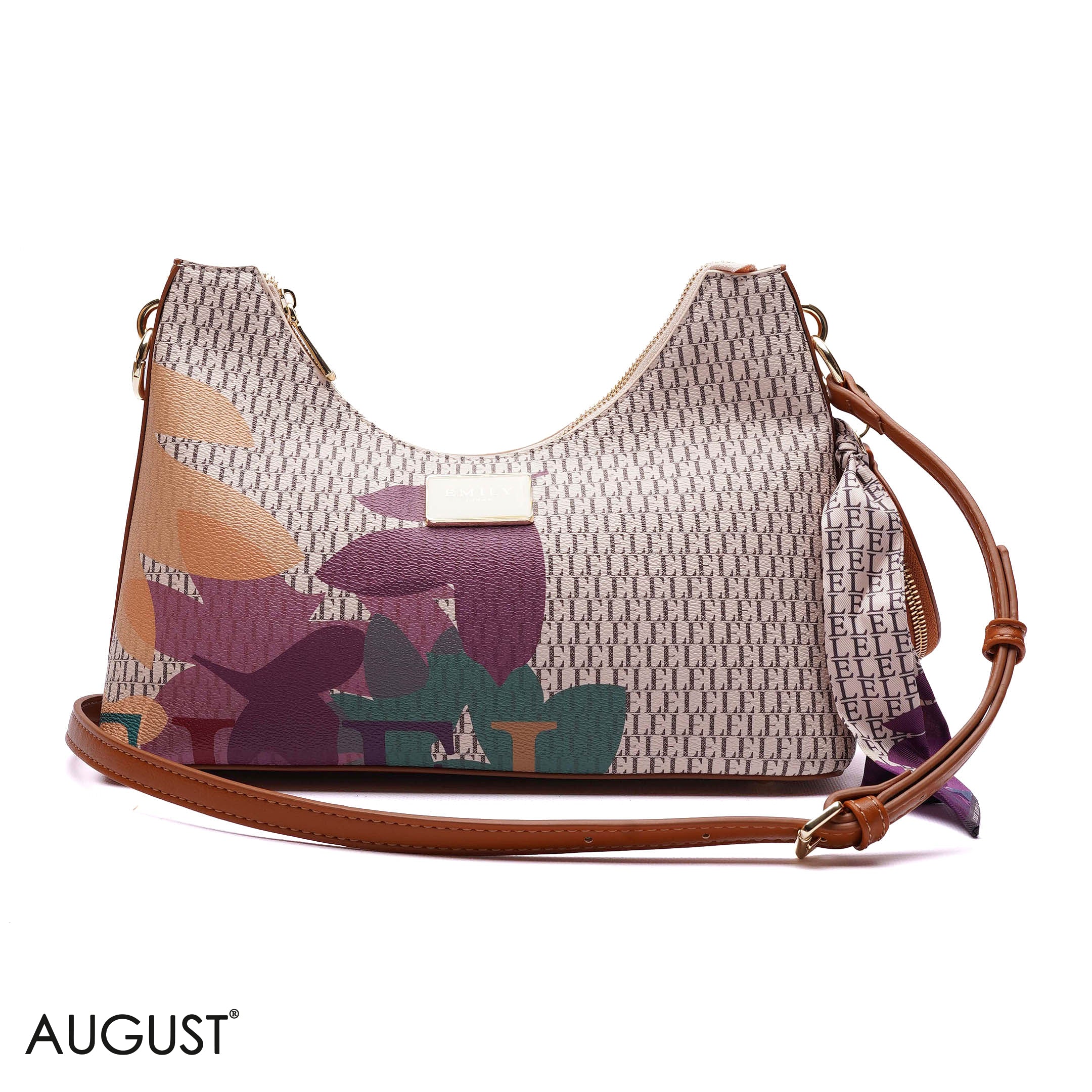 ELEGANT MONOGRAM PRINT SHOULDER BAG