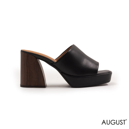 SMOOTH LEATHER SABO WITH WOODEN HEEL