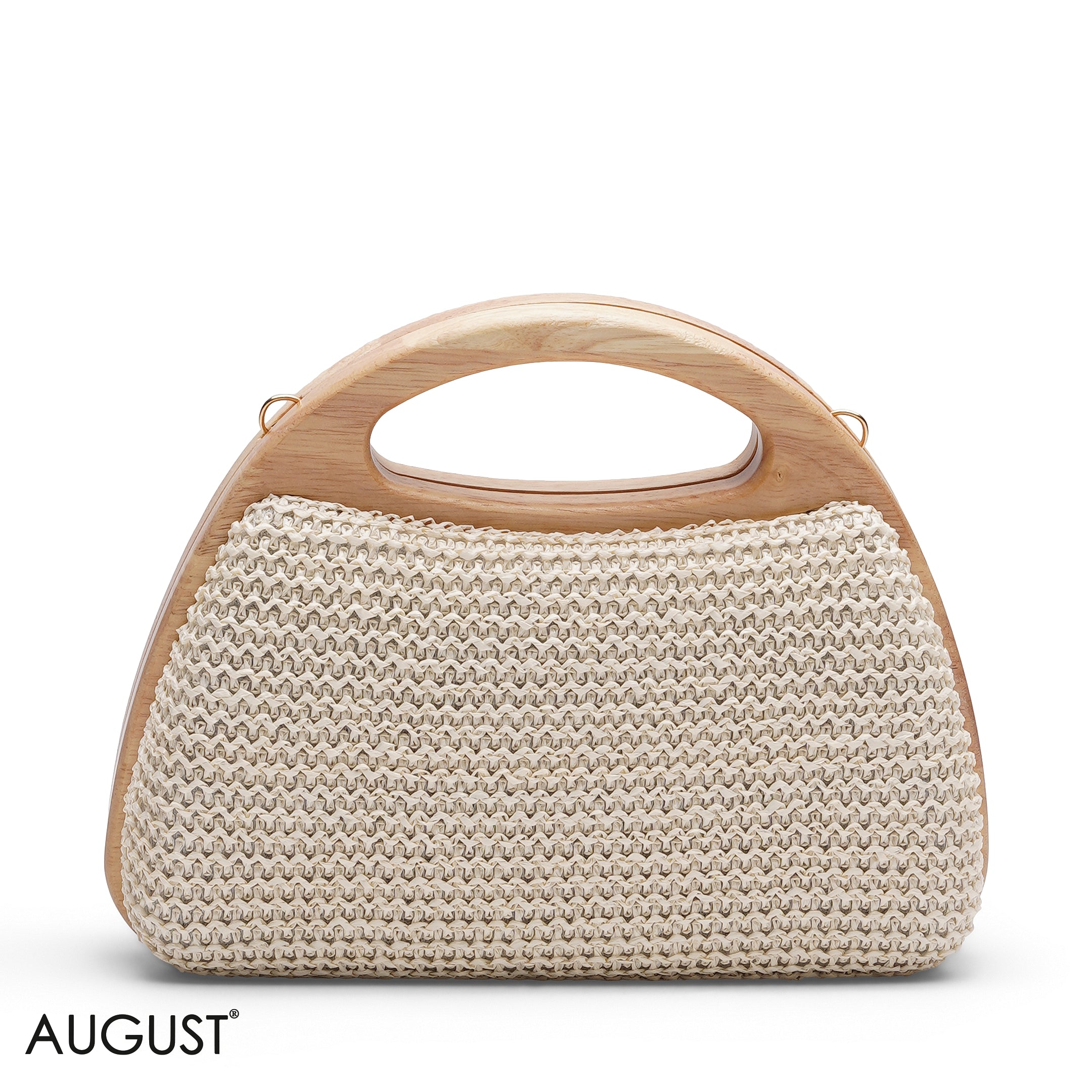 FLORAL EMBROIDERY WOODEN HANDLE CLUTCH
