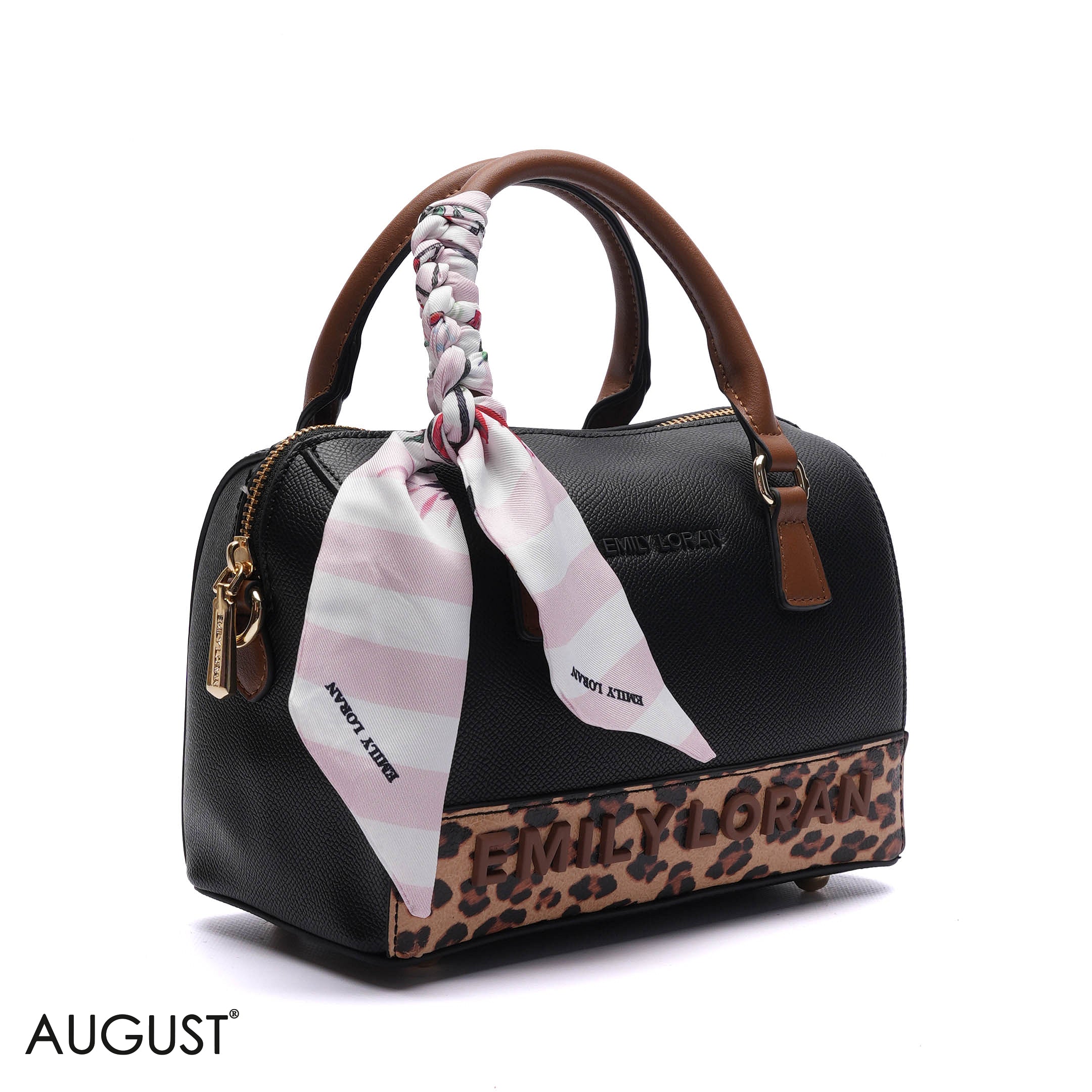 EMILY EMBOSSED LOGO BARREL BAG