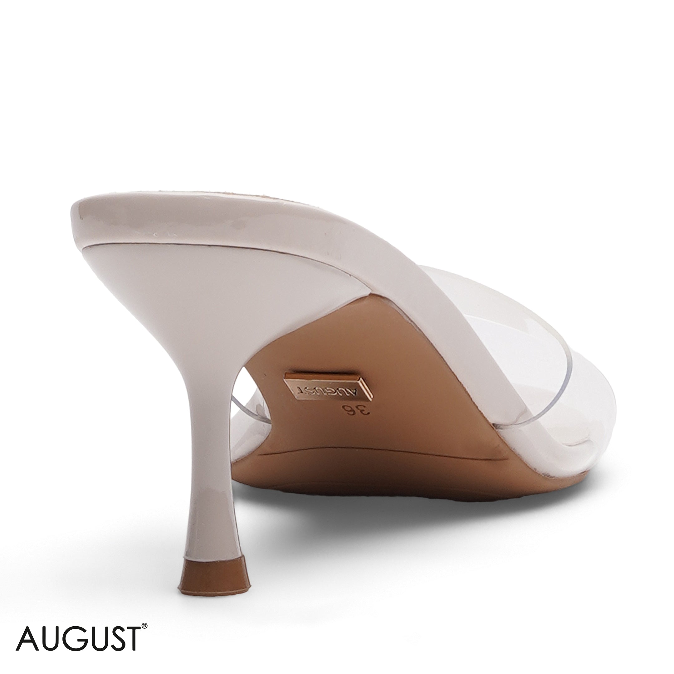 CLEAR STRAP POINTED TOE SLINGBACK HEELS