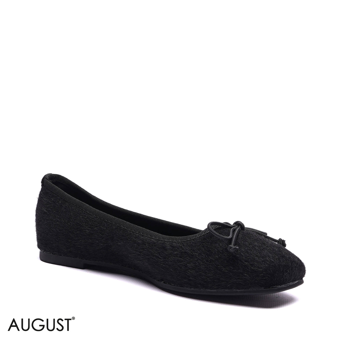 FAUX FUR BOW BALLET FLATS