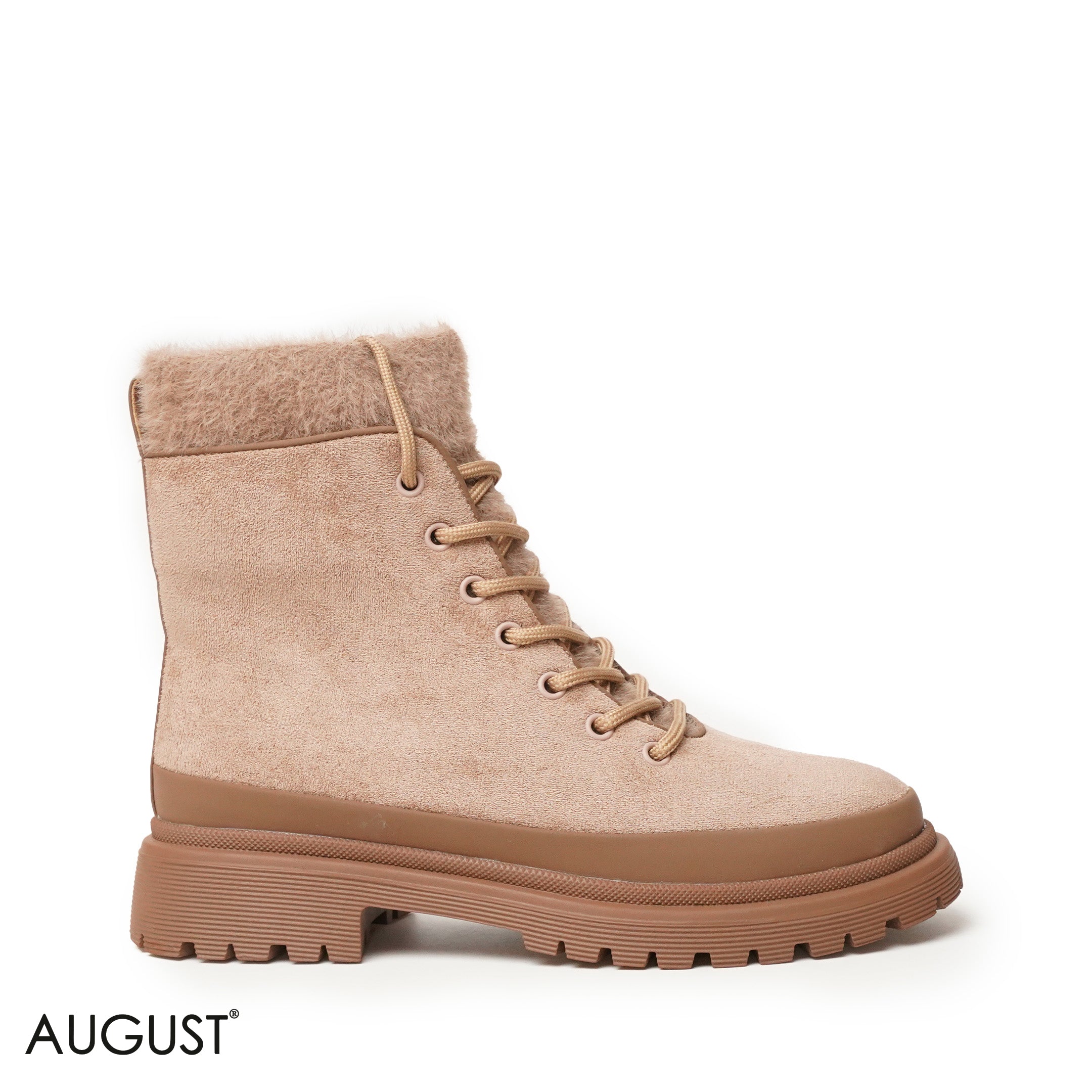 BEIGE CHAMOIS LEATHER ANKLE BOOTS WITH BOND