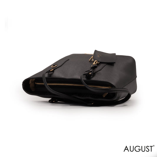 LEATHER EMILY LORAN  BLACK SHOULDER BAG - LARG