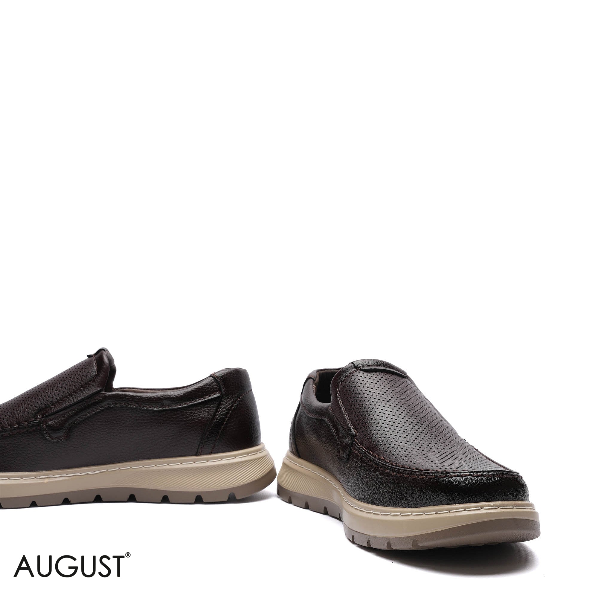 Premium Leather Perforated Slip-Ons