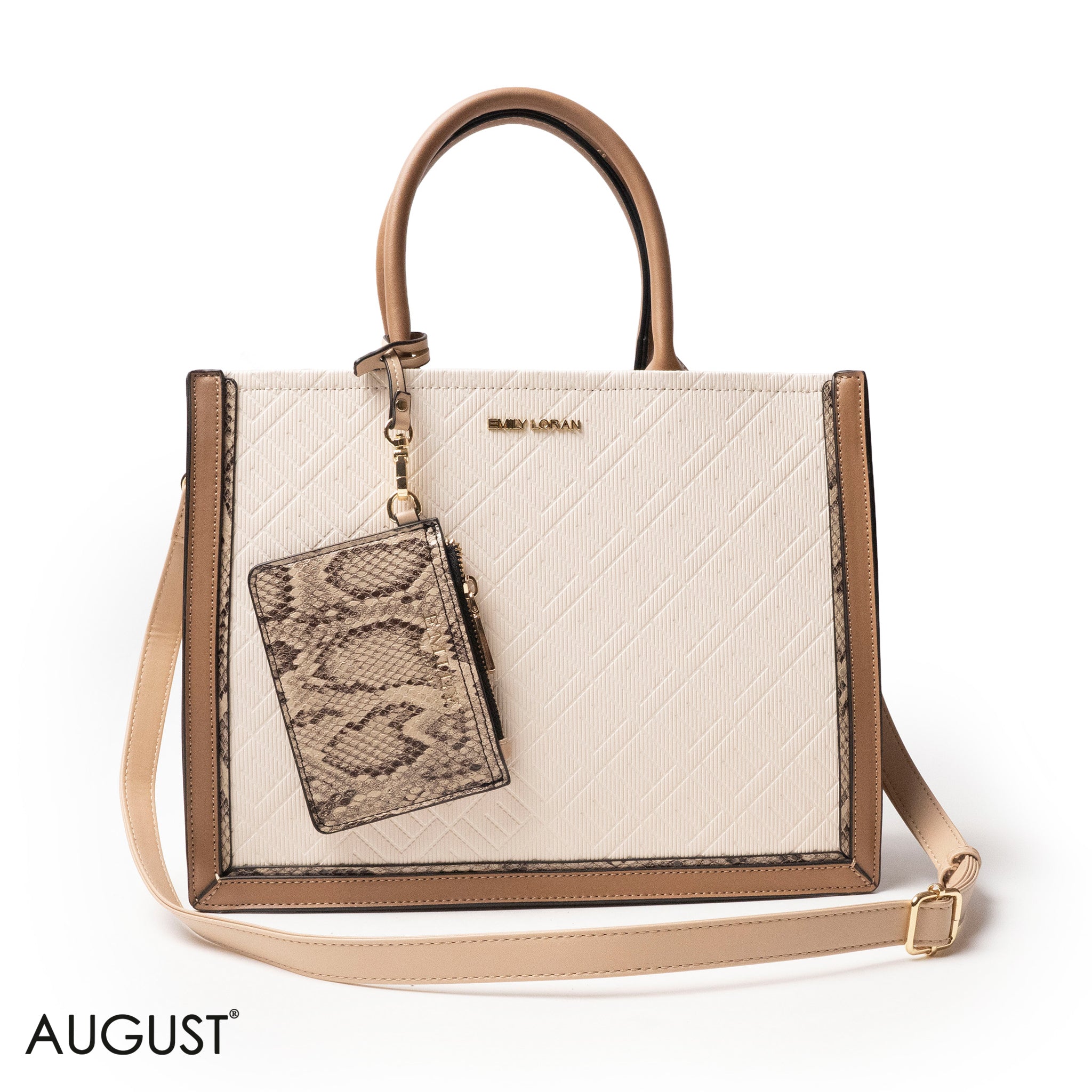 LEATHER HANDBAG WITH SNAKE DETAIL TOUCH -LARGE