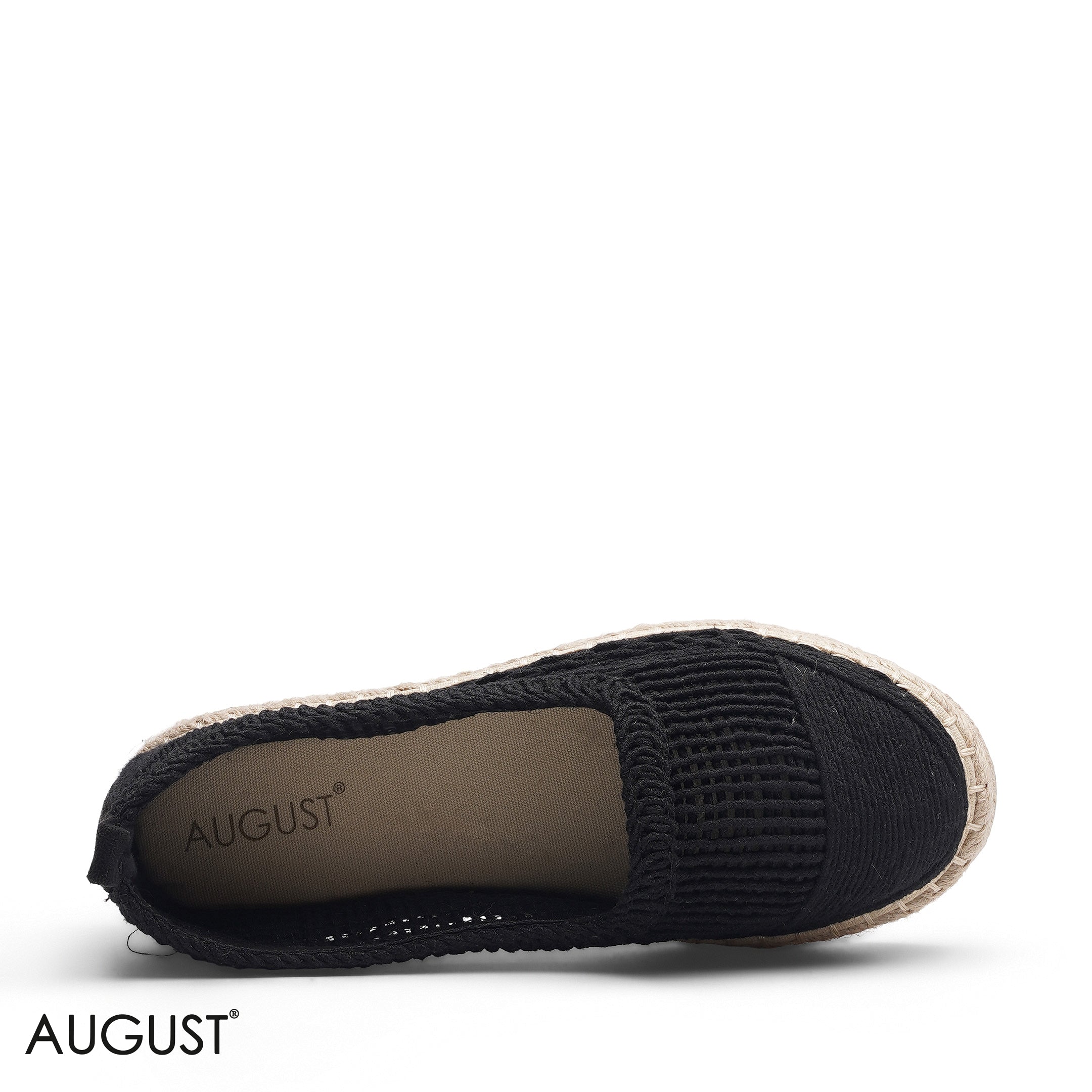 BLACK CROCHET KNIT ESPADRILLE FLATS