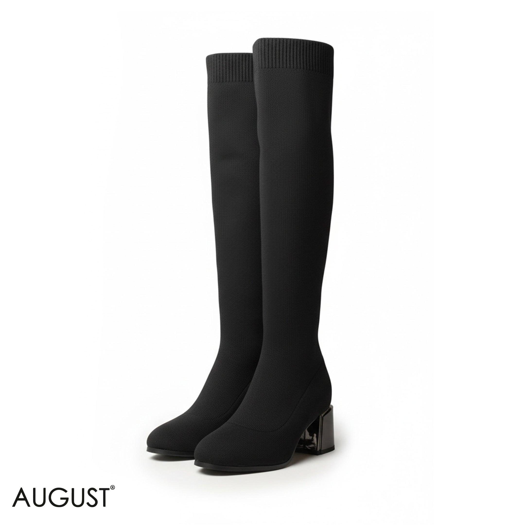 STRETCHY SOCK KNEE-HIGH HEELED BOOT