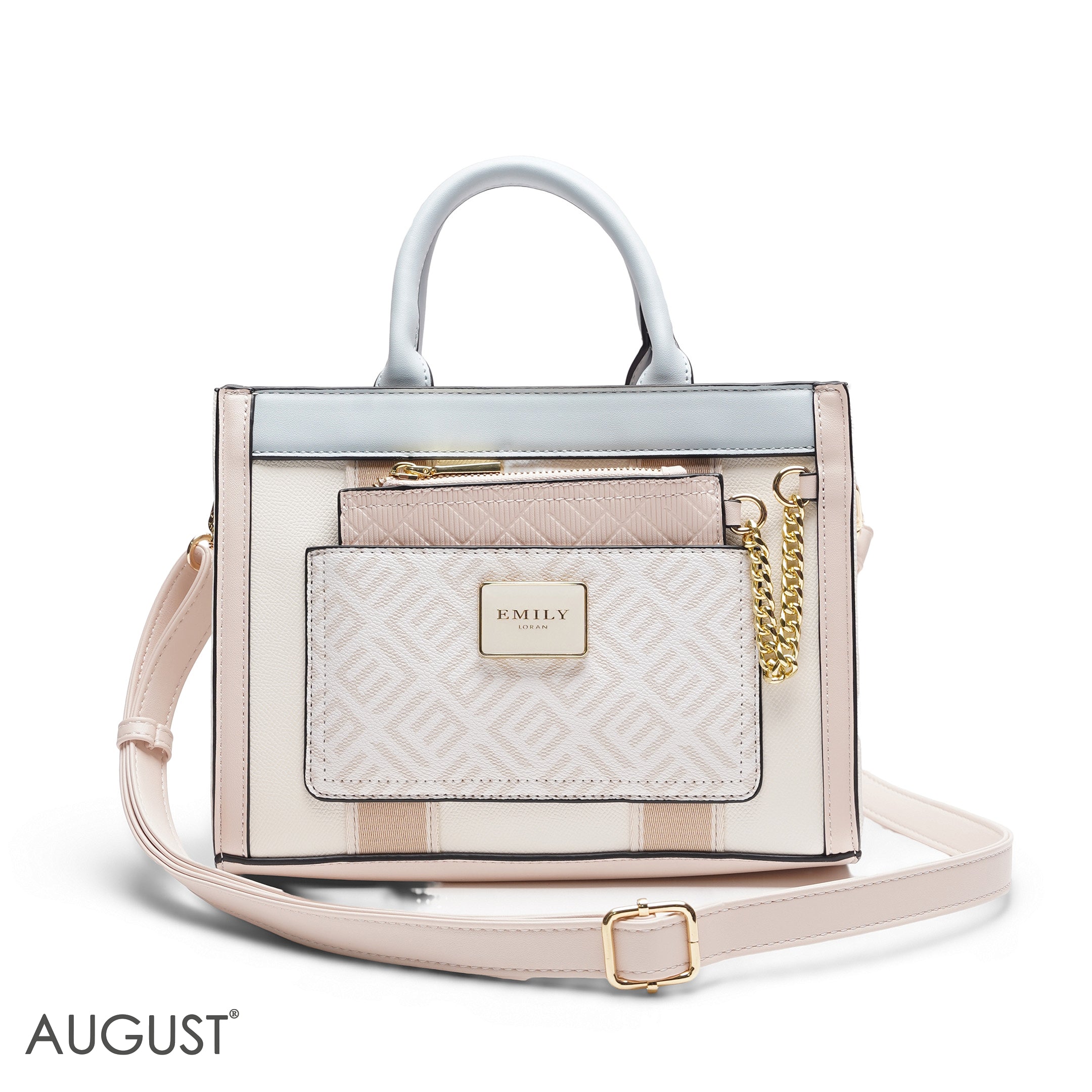 EMILY EMBOSSED LOGO TOTE BAG - MULTI-COLOUR PASTEL - MED